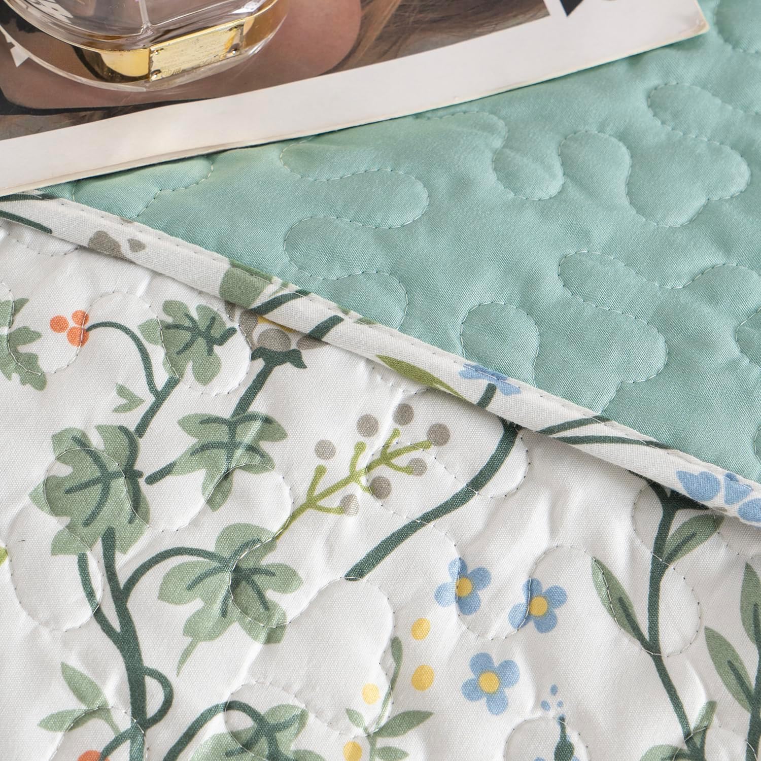 BUPIRD Floral Quilt Set King 3 Pieces