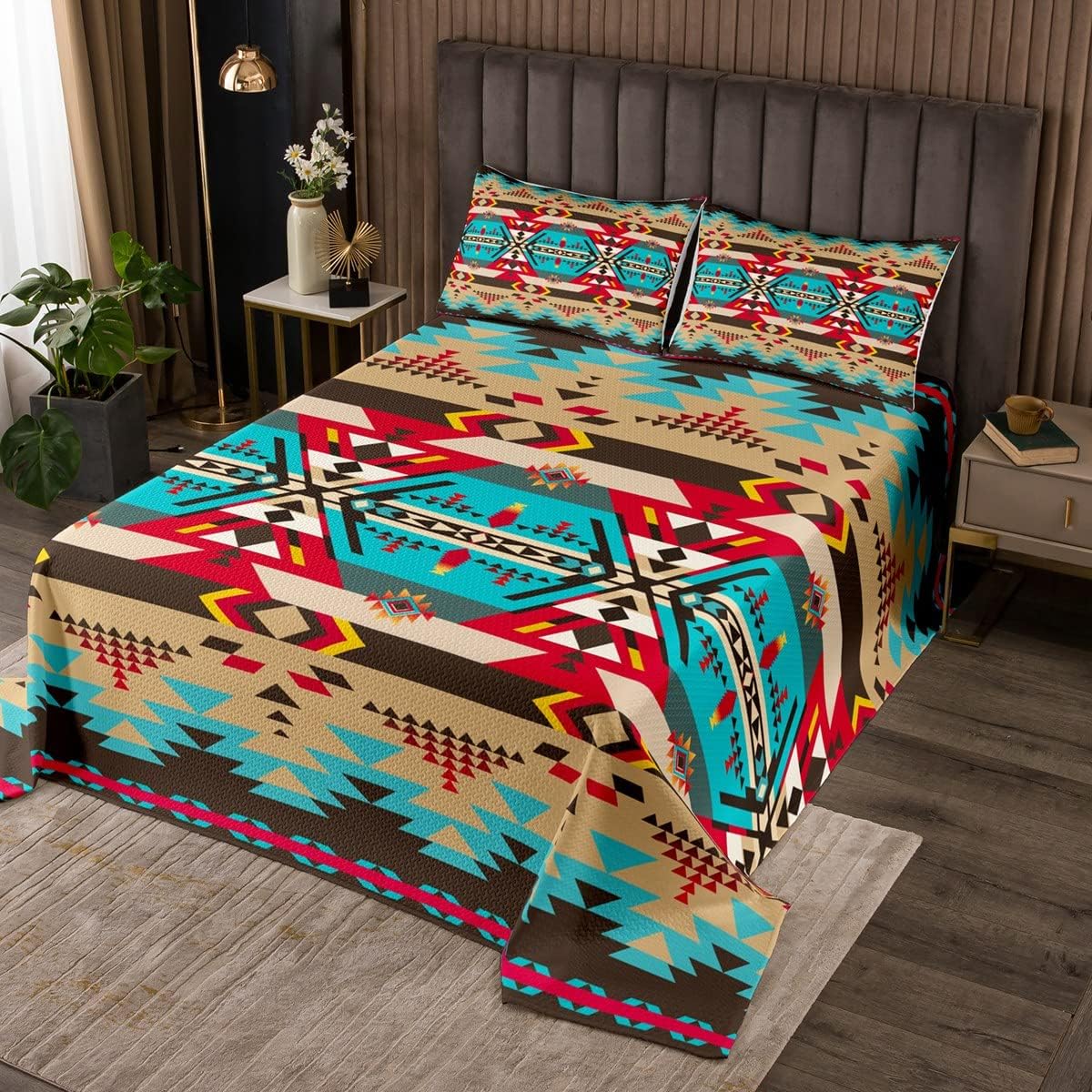 Erosebridal Boho Quilted Bedspread Set for King Bed