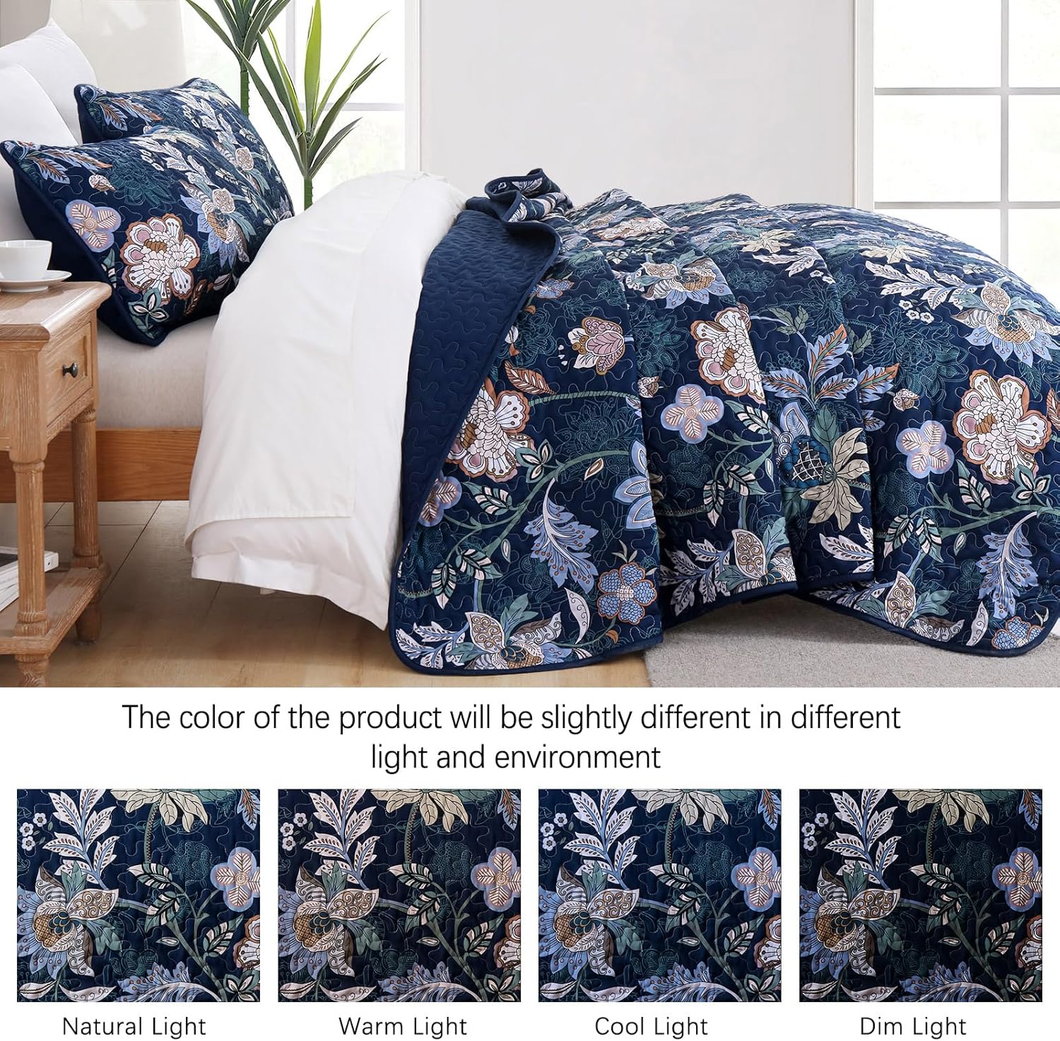 WONGS BEDDING Floral Quilt Set King Size 3 Piece 1