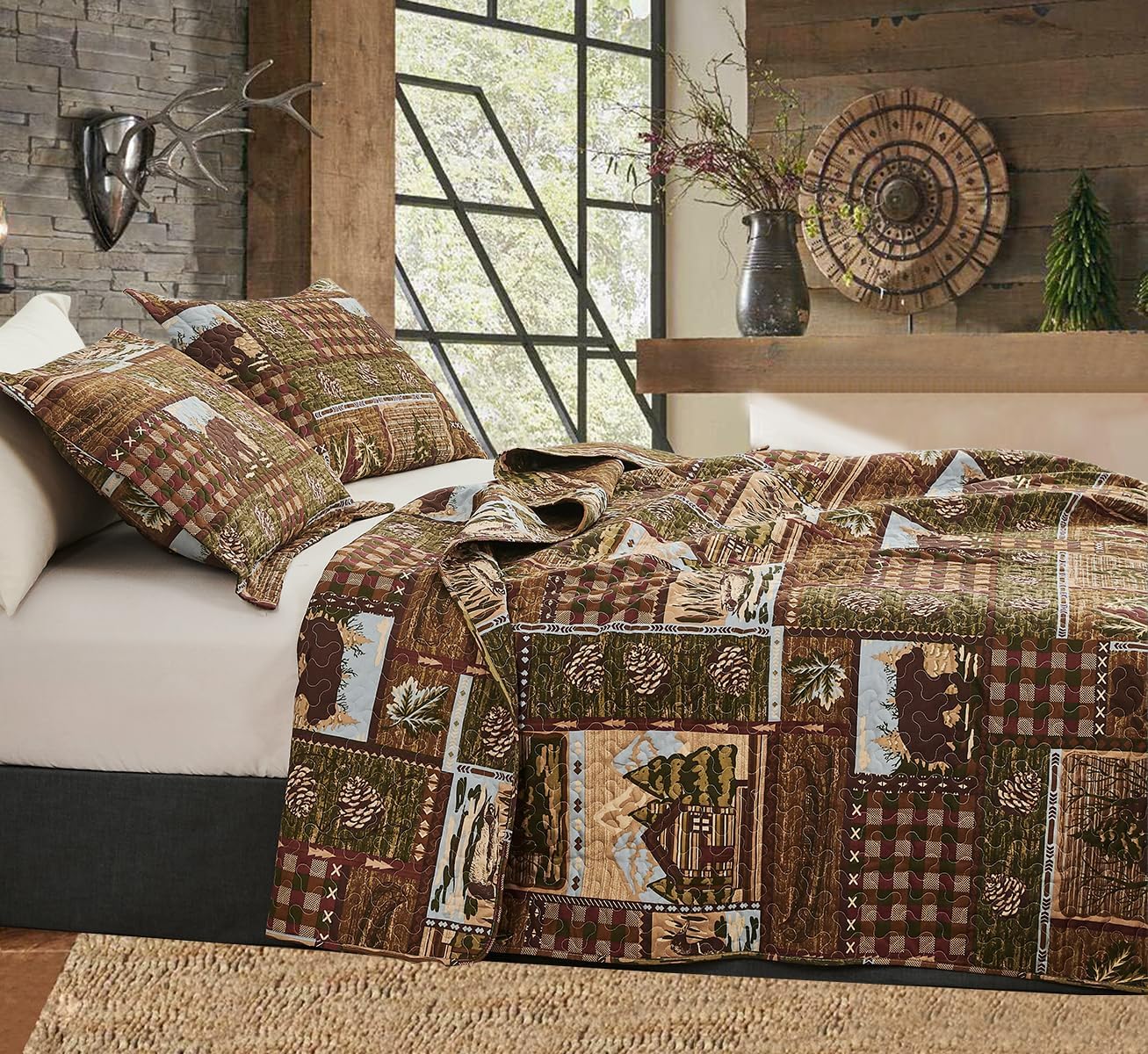Ycosy Moose Bear Quilt Set Twin Size 1