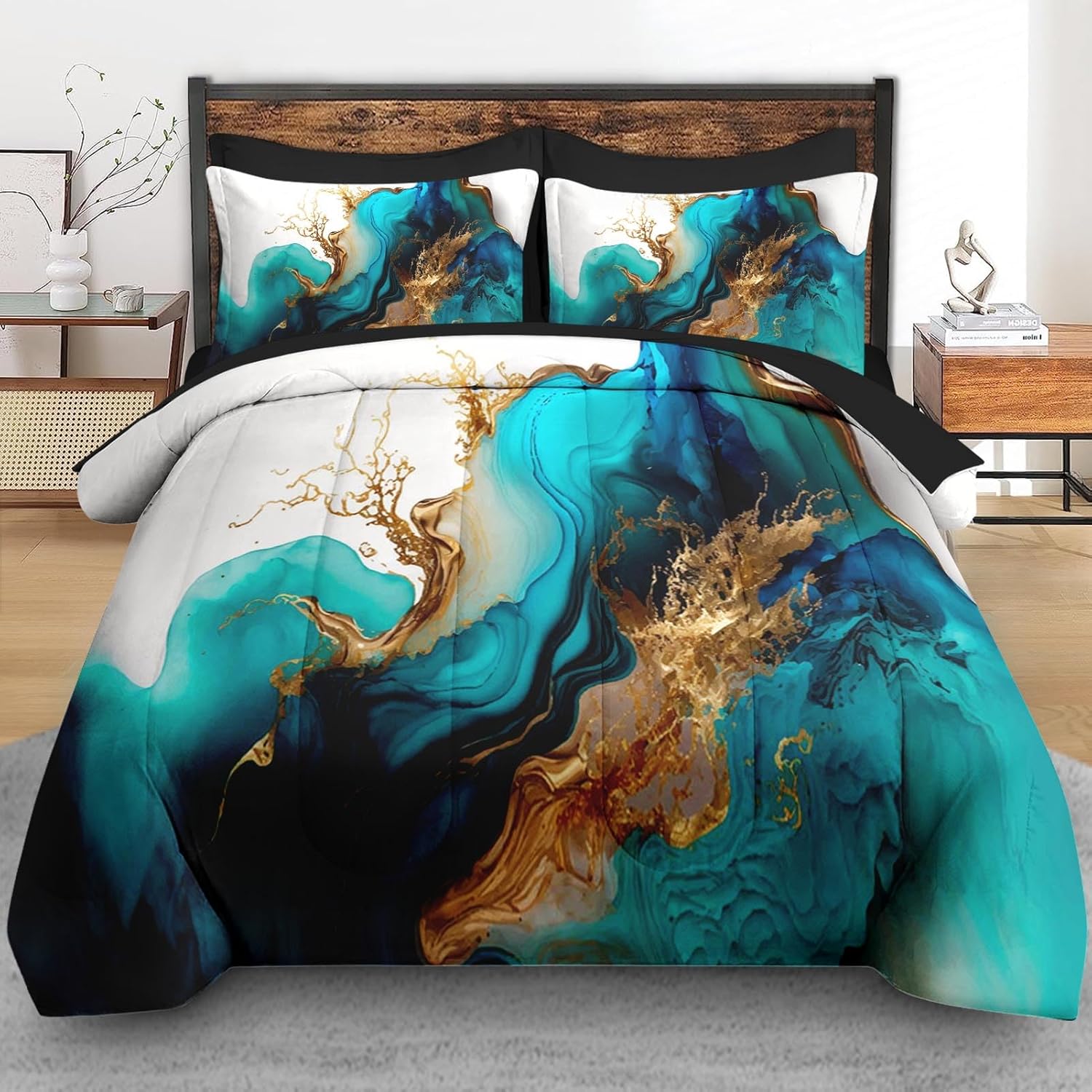 Pamnest Mint Green Comforter Set Queen 7 Pcs