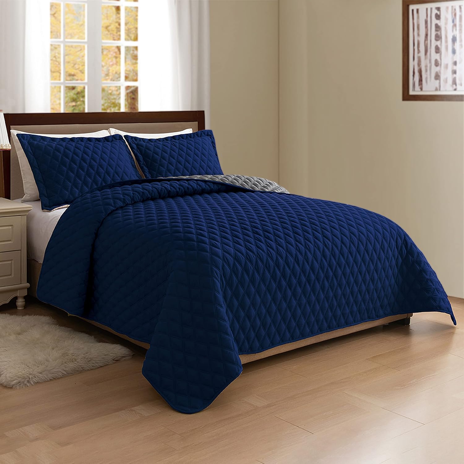 Elegant Comfort 3-Piece Reversible Quilt Set
