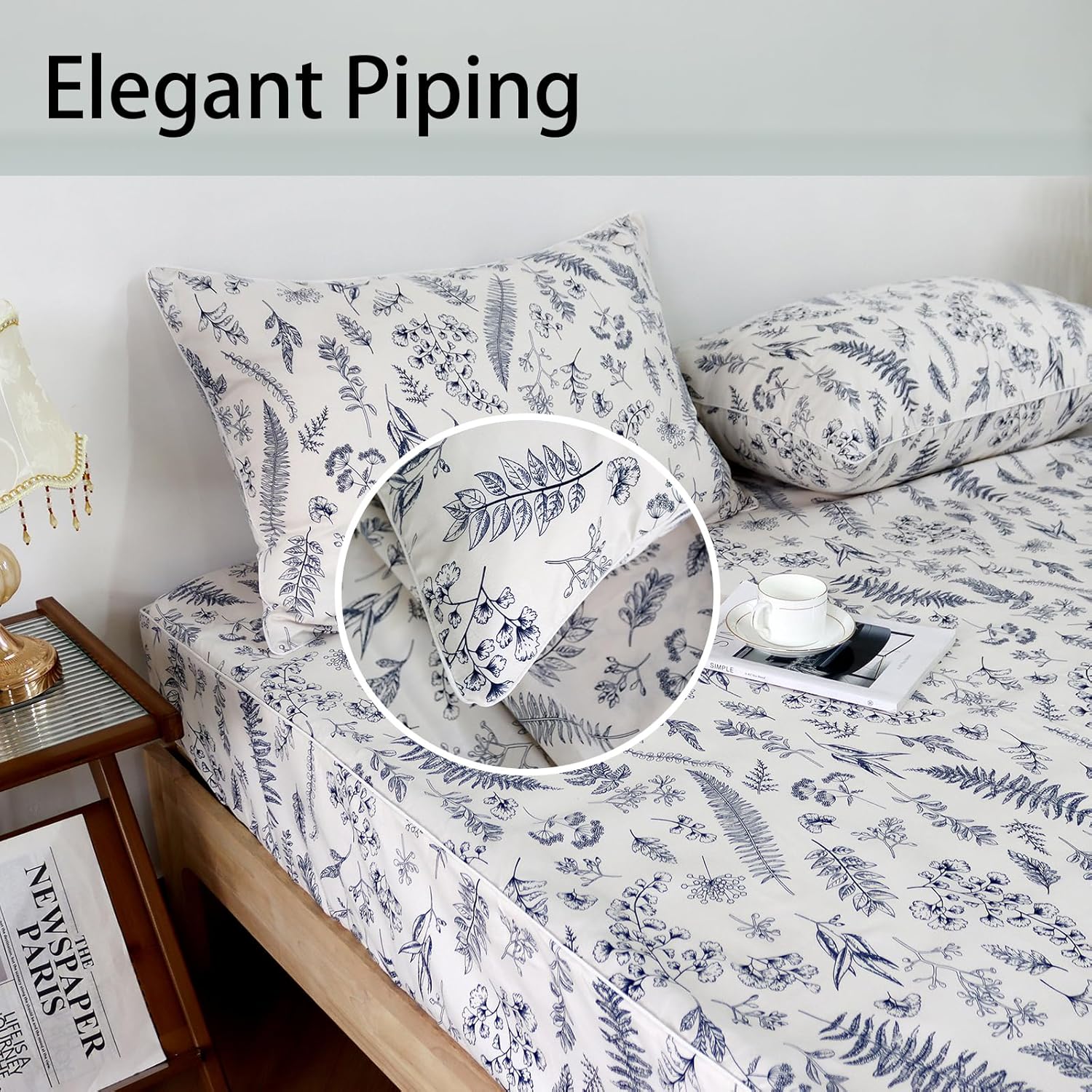 Usfivefam Floral Sheet Set King 4Pcs Soft Microfiber