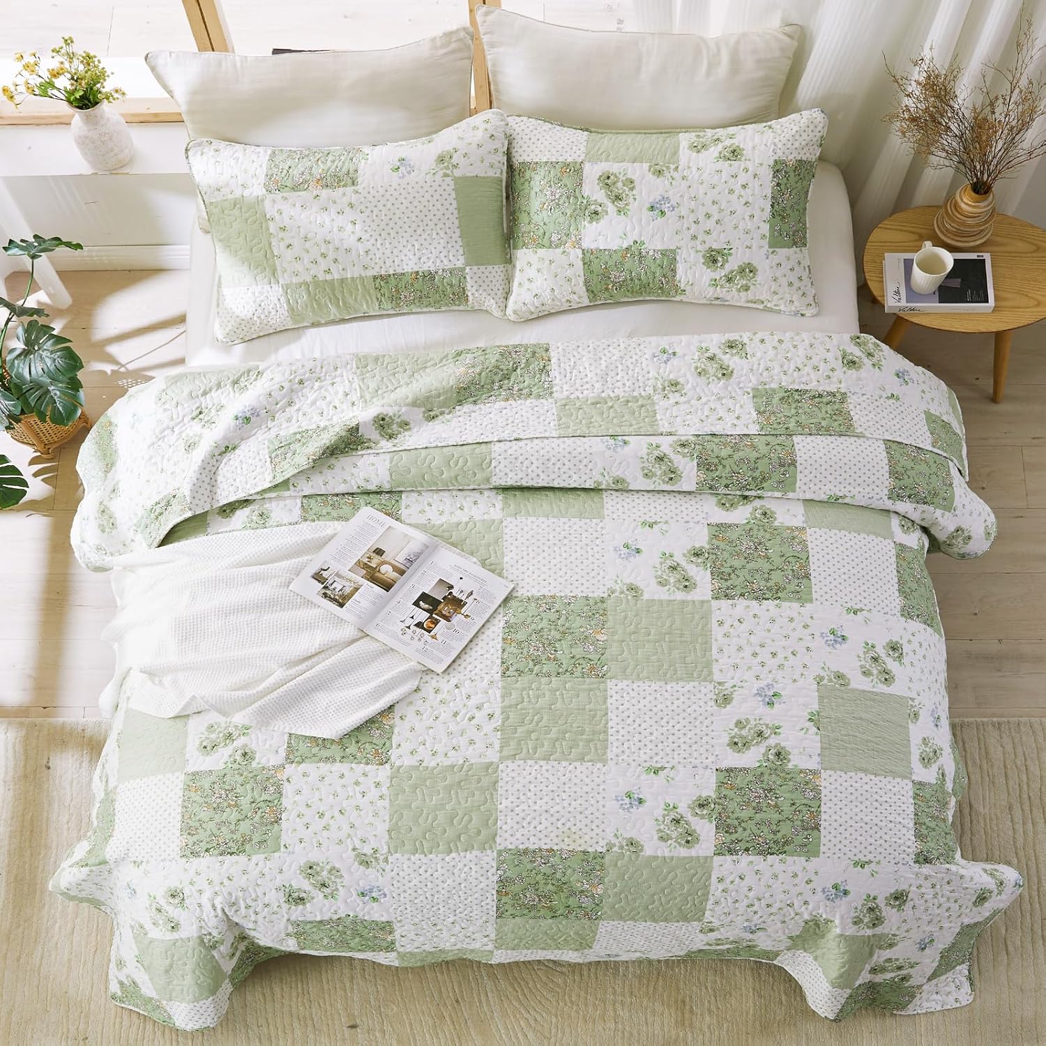 VIVILINEN Oversized King Size Reversible Quilt Set