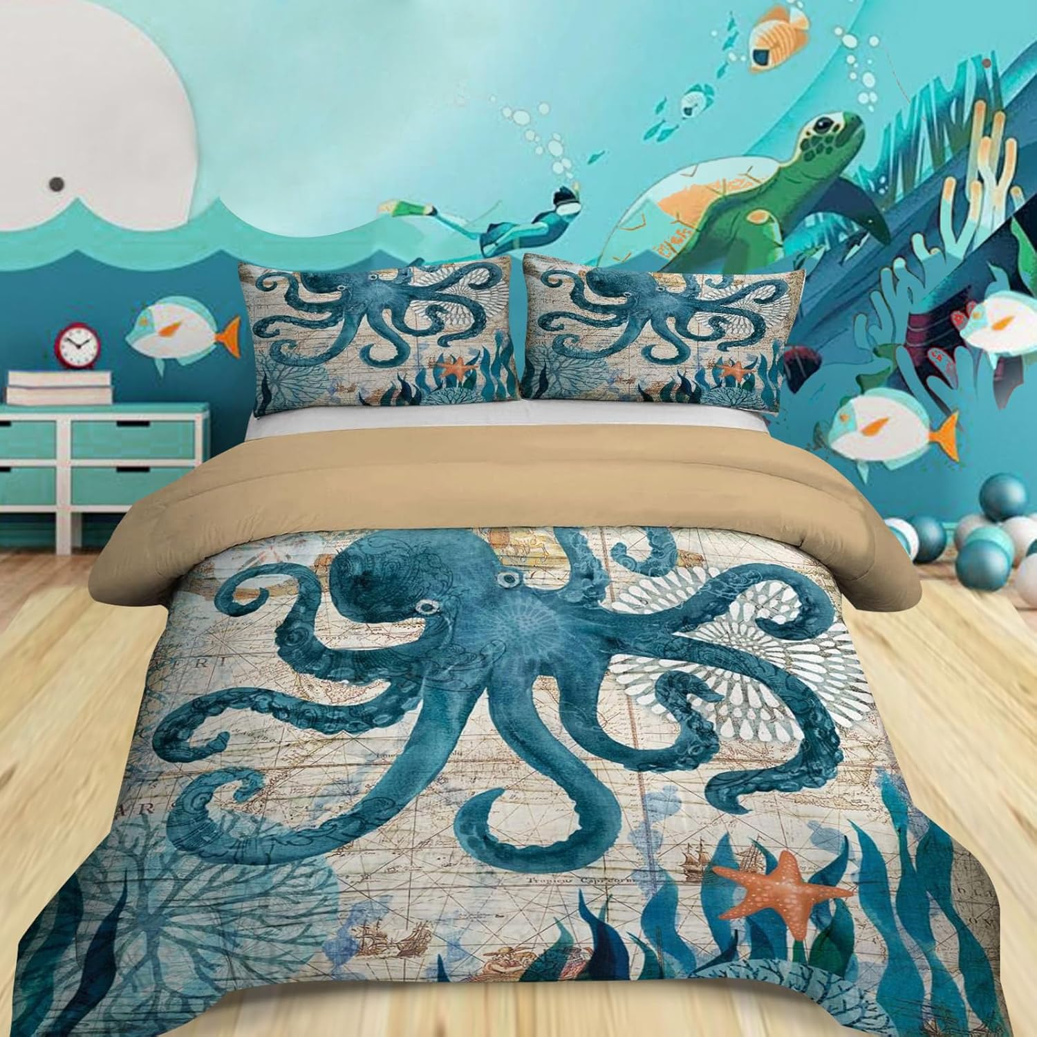 MUSOLEI Ocean Themed Comforter Set Queen Size