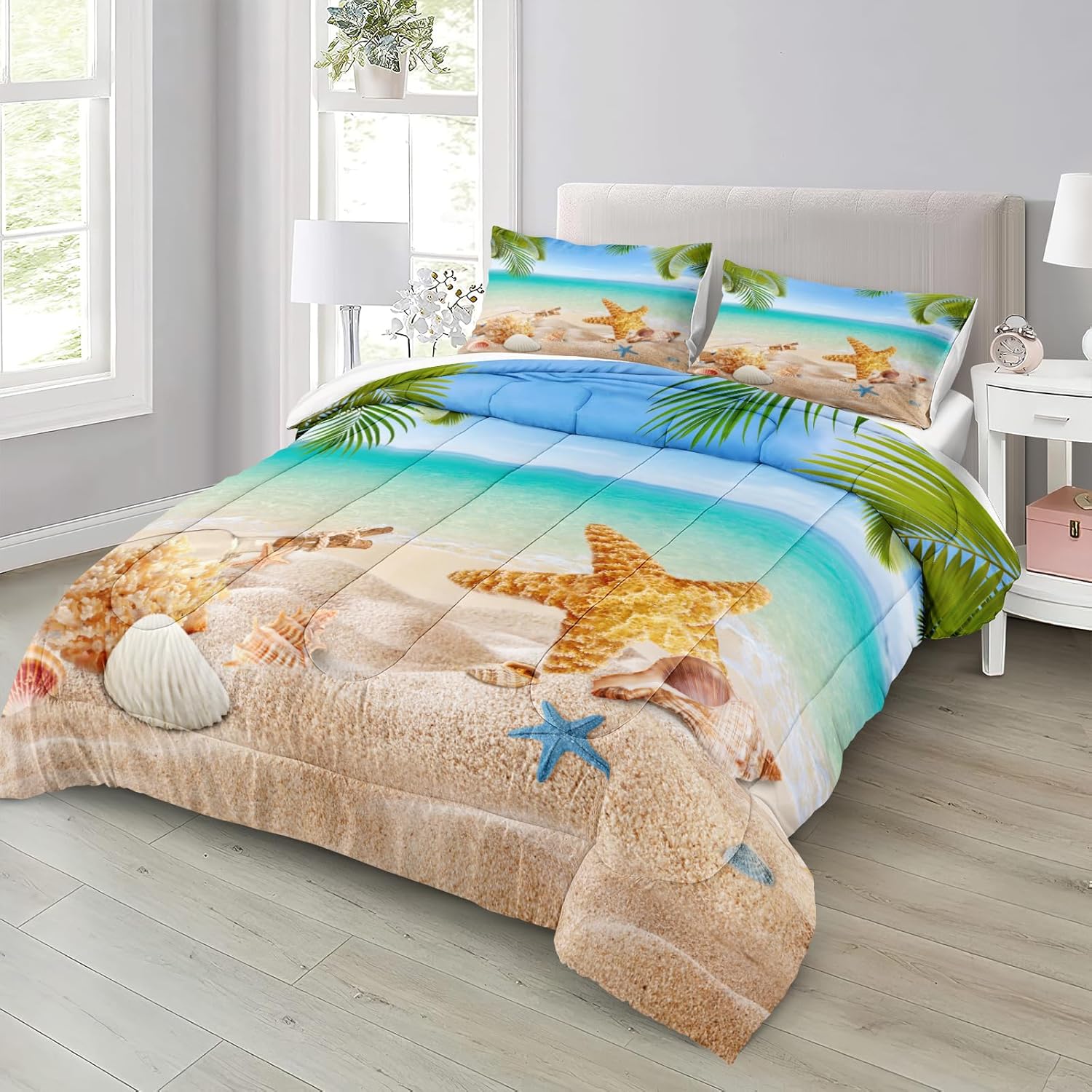 MOVE OVER 4 Piece King Size Beachy Comforter Set