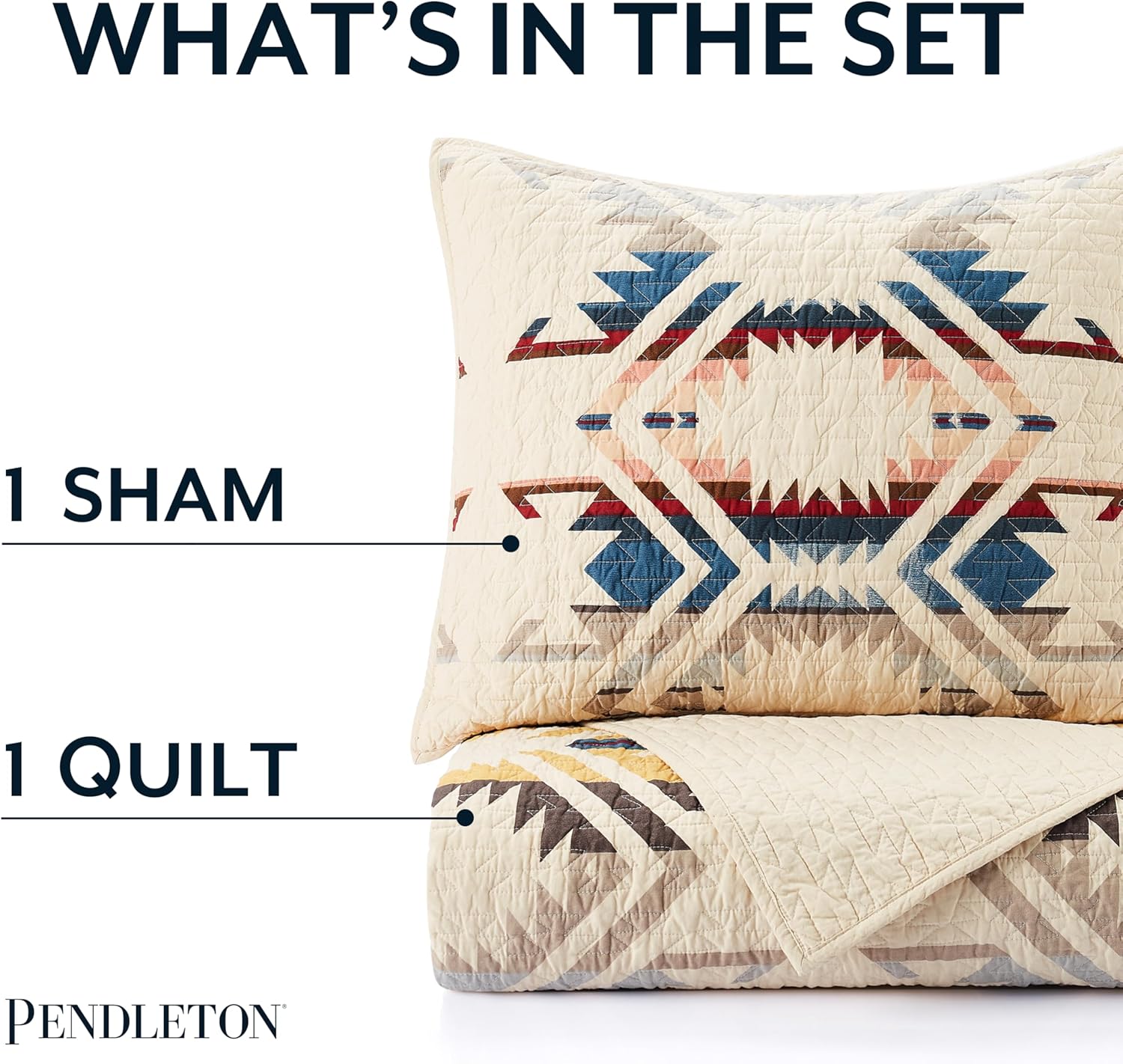 Pendleton White Sands Twin Quilt Set with 1 Sham 1