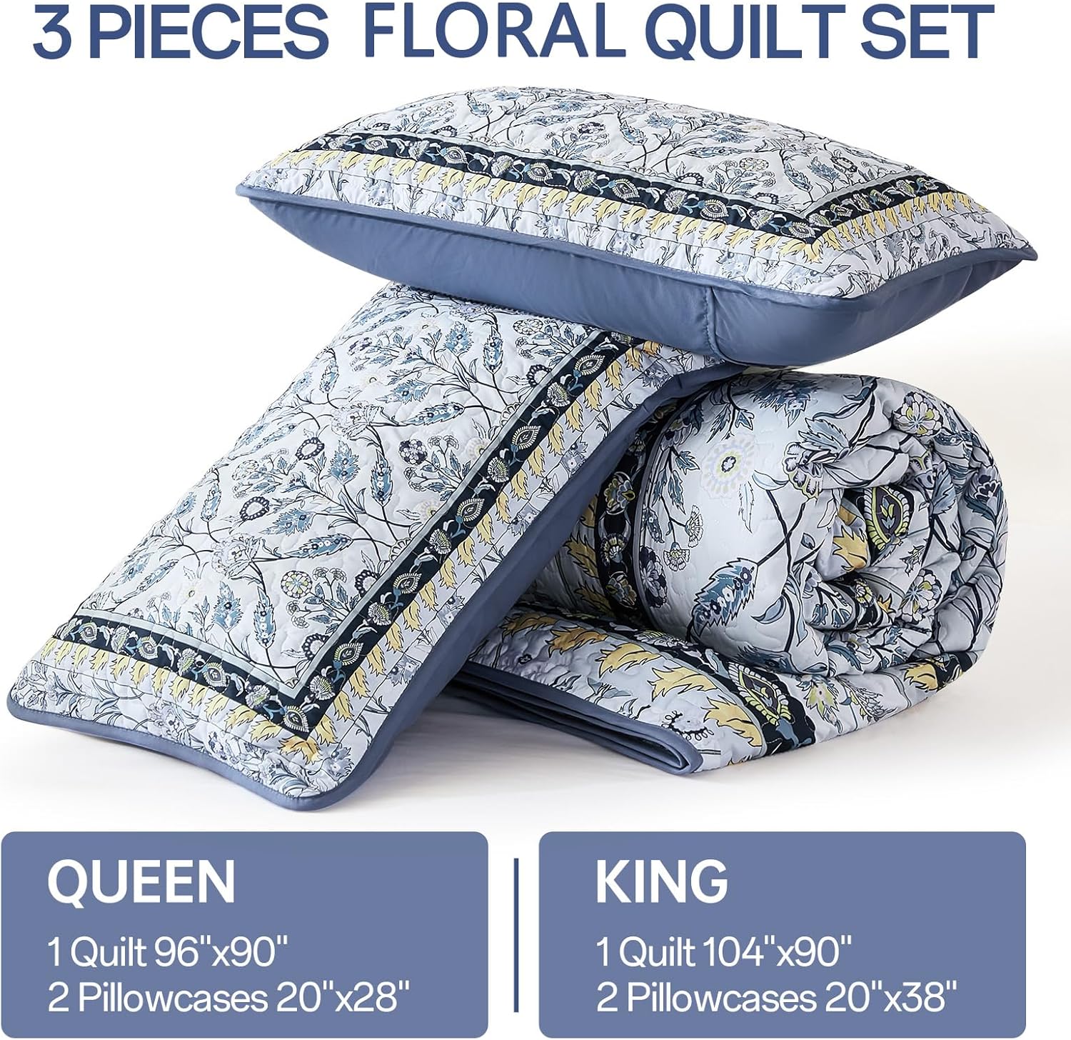 DJY Queen Size Quilt Set with 2 Pillowcases
