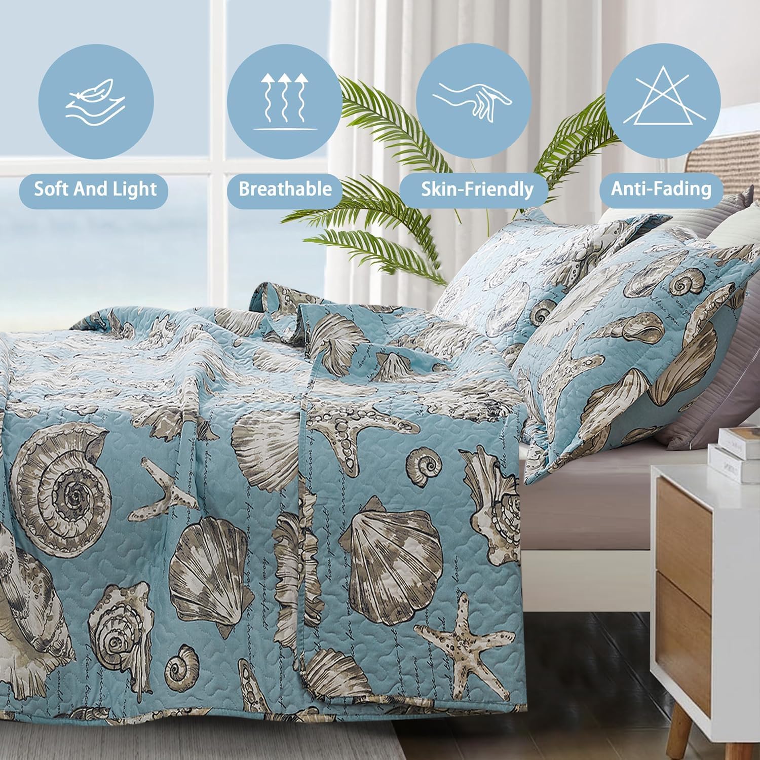 Ycosy Ocean Themed Quilt Set King Size