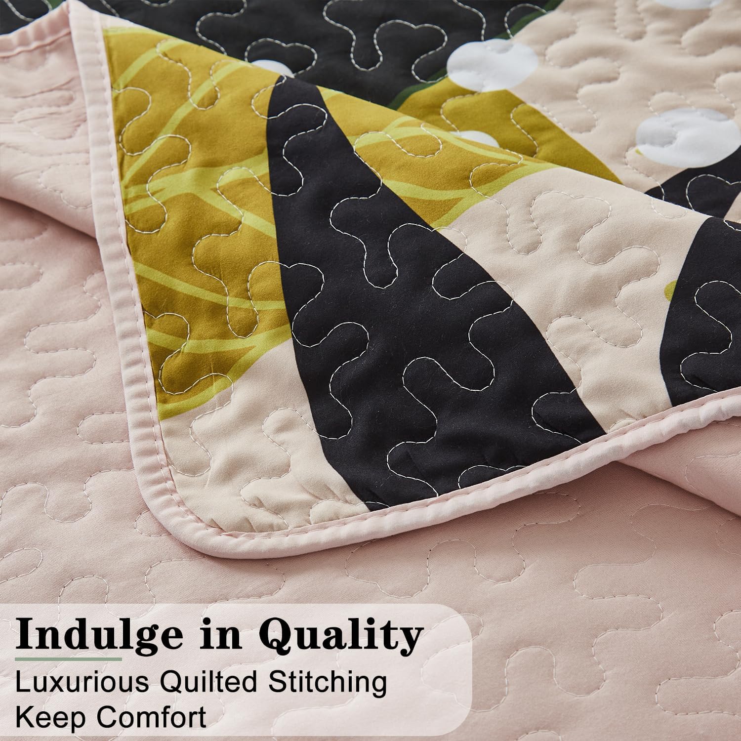 Yogeneg King Quilt Bedding Set Elegant Botanical Pattern