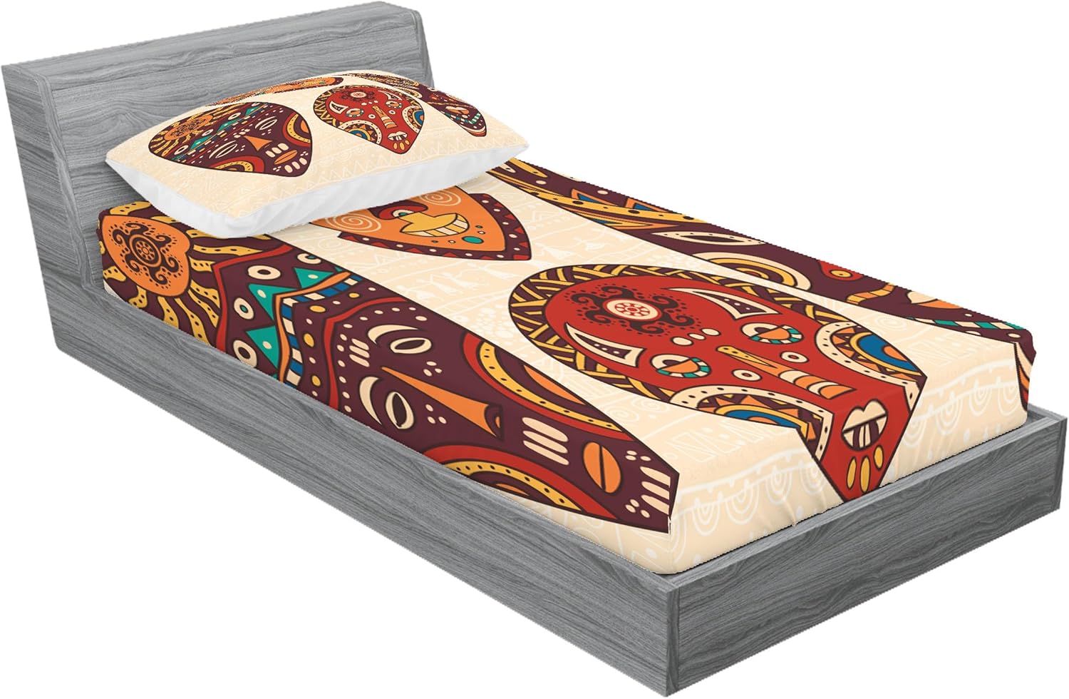 Ambesonne Tribal Fitted Sheet Pillow Sham Set - Multicolor