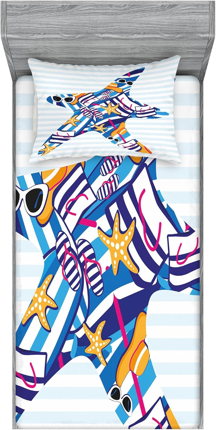 Ambesonne Starfish Sheet Pillow Sham Set Multicolor