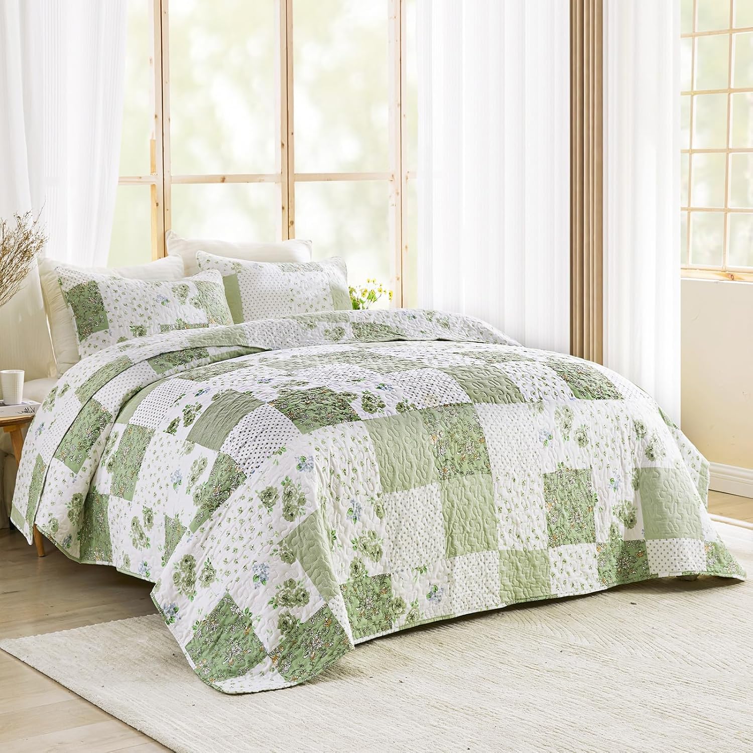 VIVILINEN Oversized King Size Reversible Quilt Set