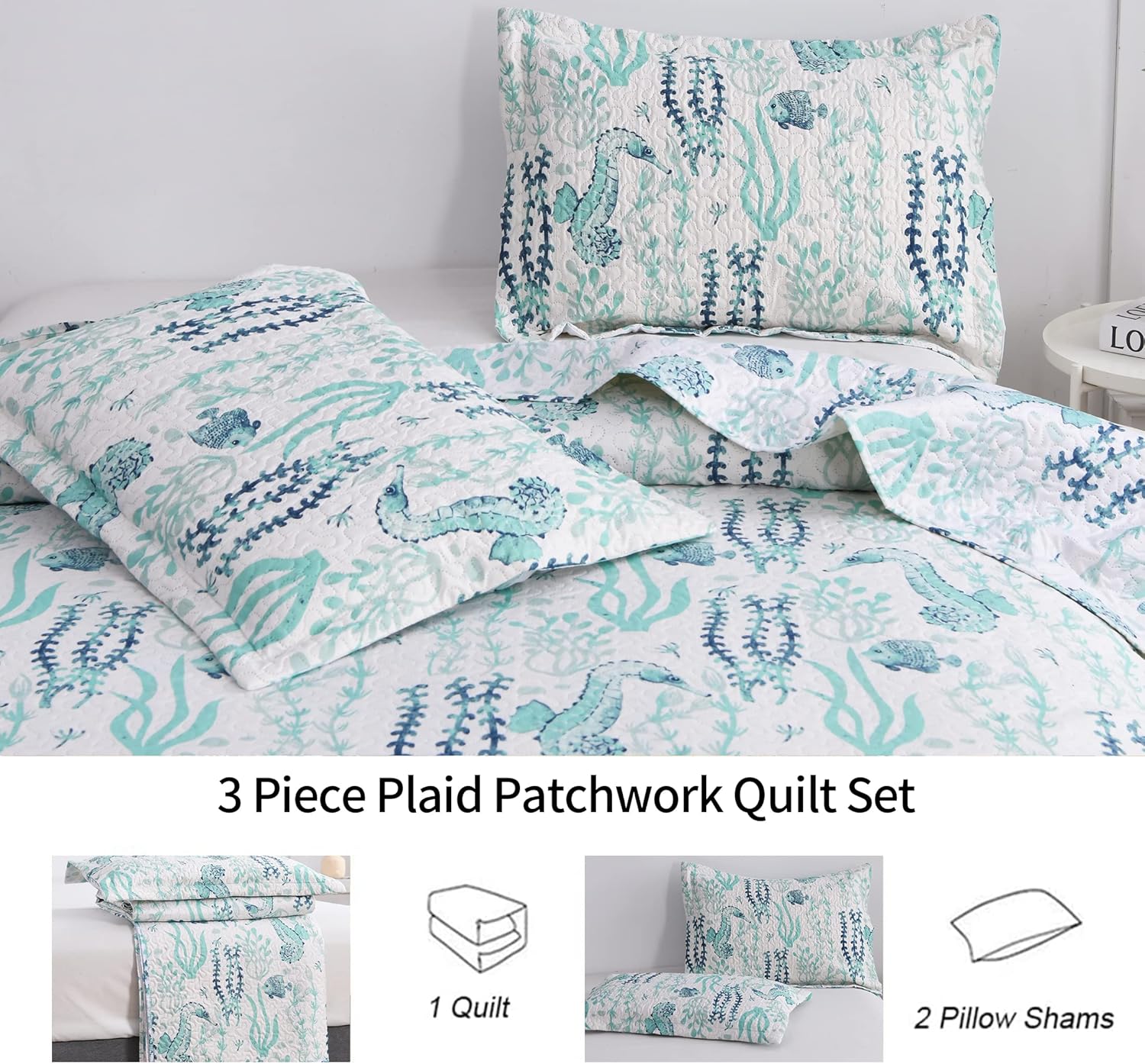 Jessy Home Queen Size Beach Bedspread Set