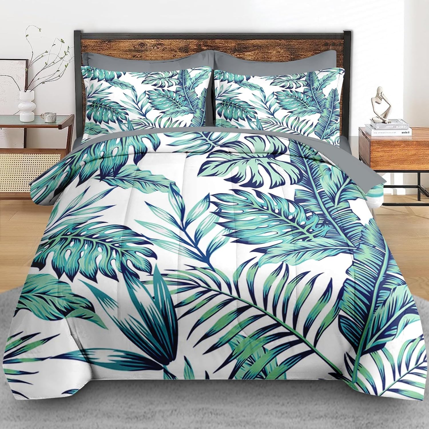 Pamnest Comforter Set King Size Blue Beach Geometric 1