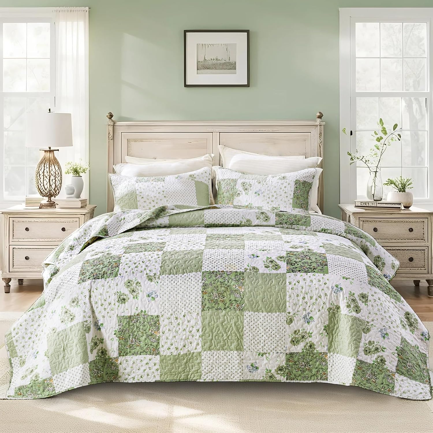 VIVILINEN Oversized King Size Reversible Quilt Set