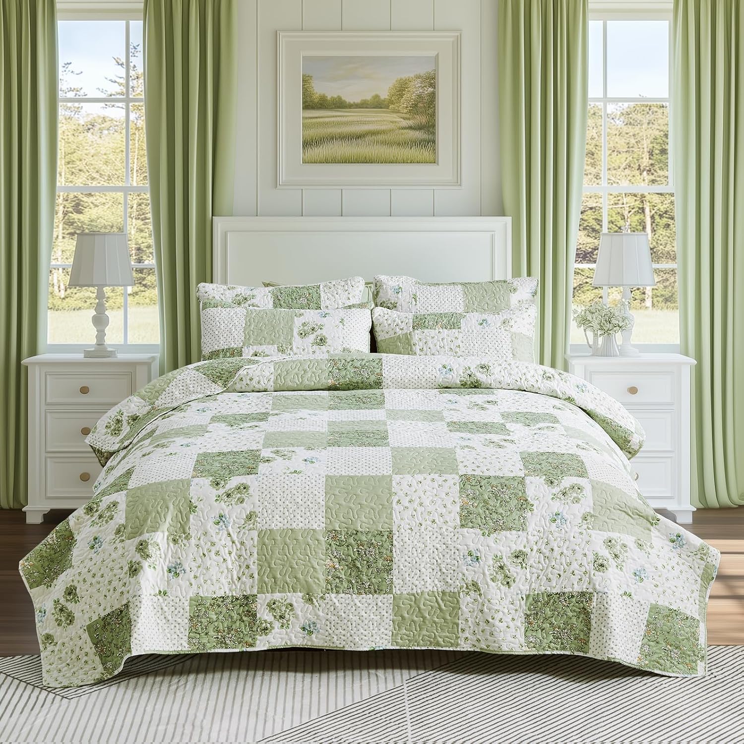 VIVILINEN Oversized King Size Reversible Quilt Set