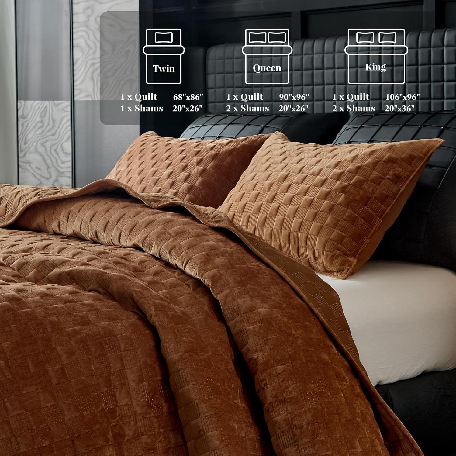 WARMDERN Luxury Velvet Quilt Queen Size Set