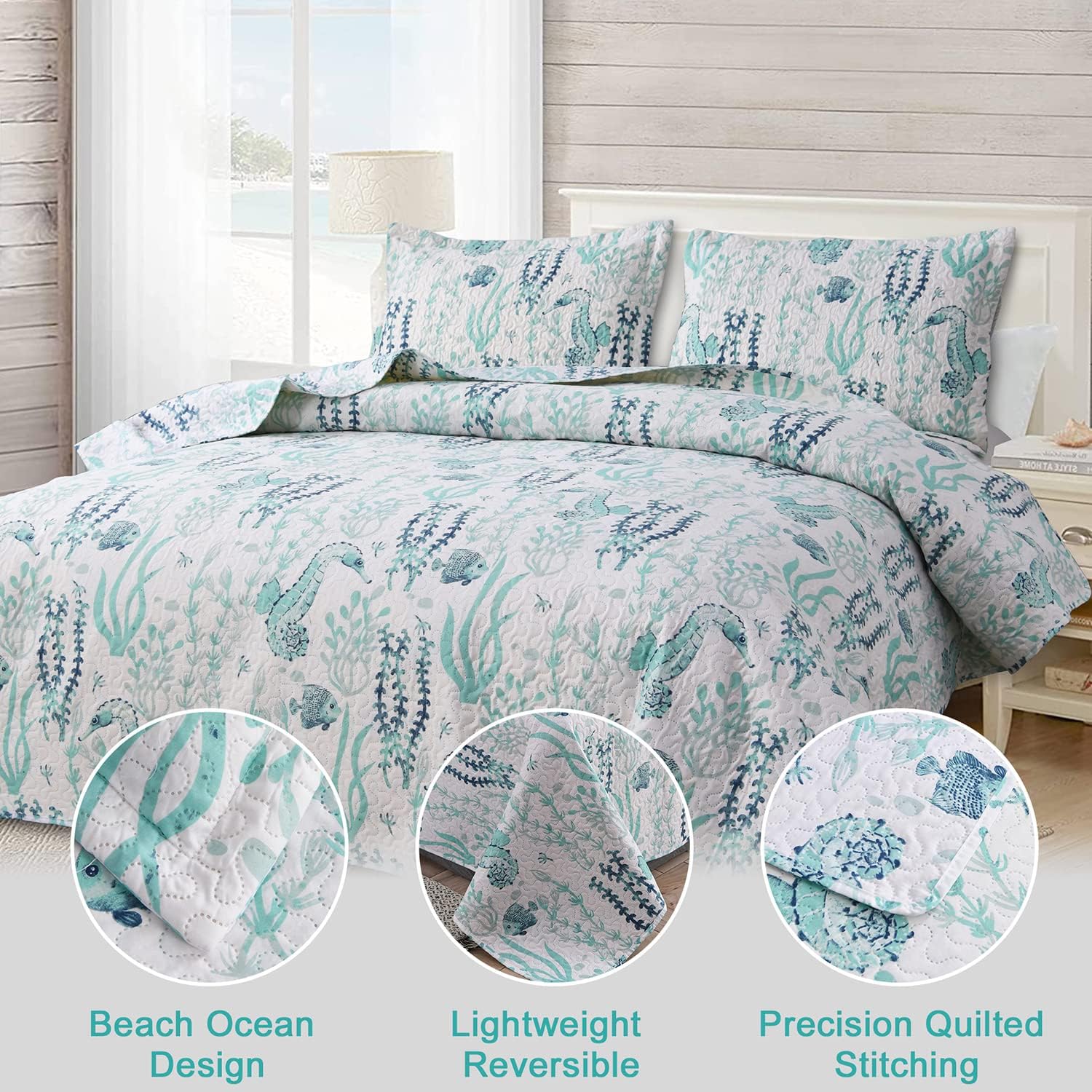 Jessy Home Queen Size Beach Bedspread Set