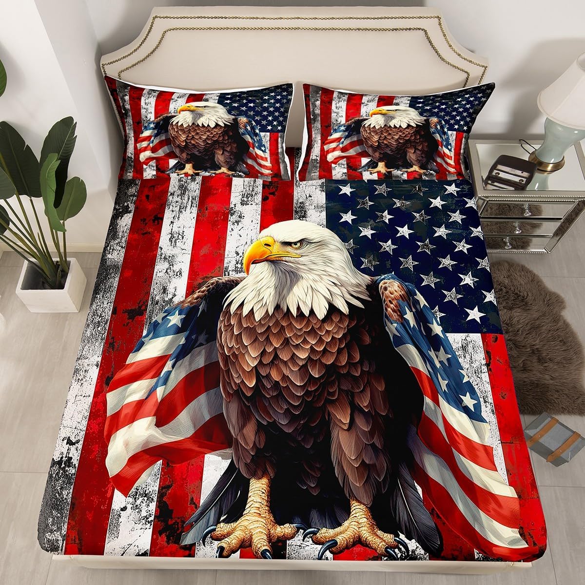 Feelyou Wild Animal Eagle King Flag Bedding Set for Kids