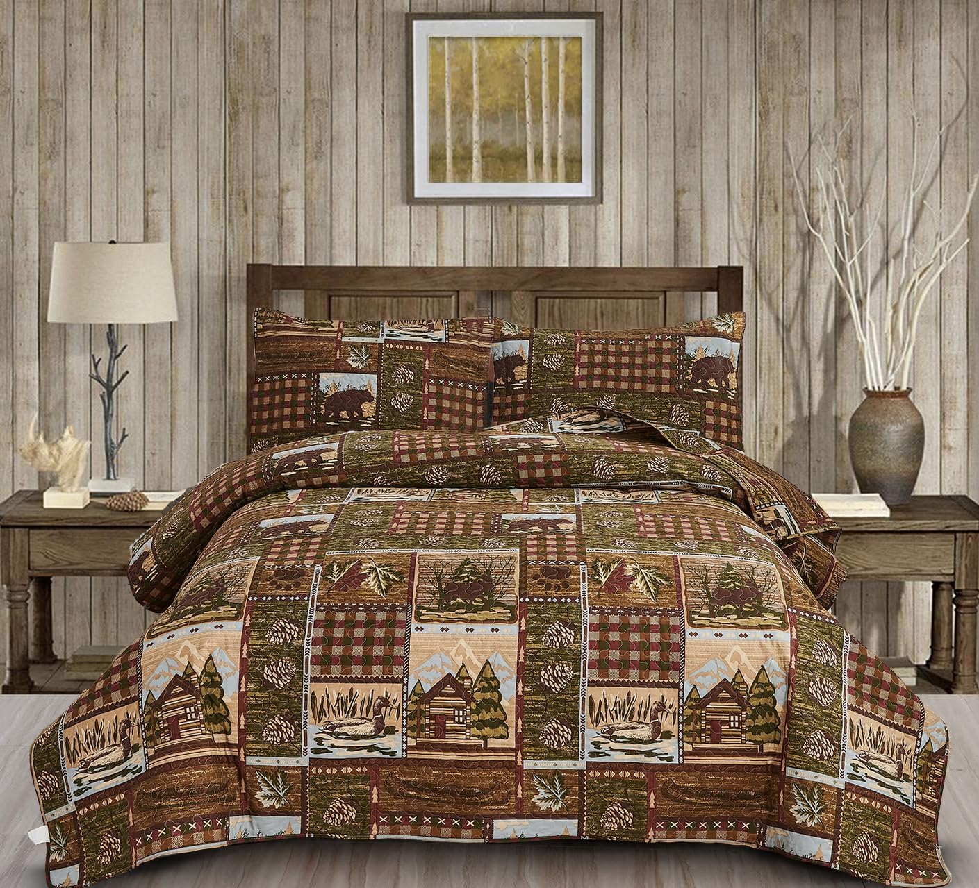 Ycosy Moose Bear Quilt Set Twin Size 1