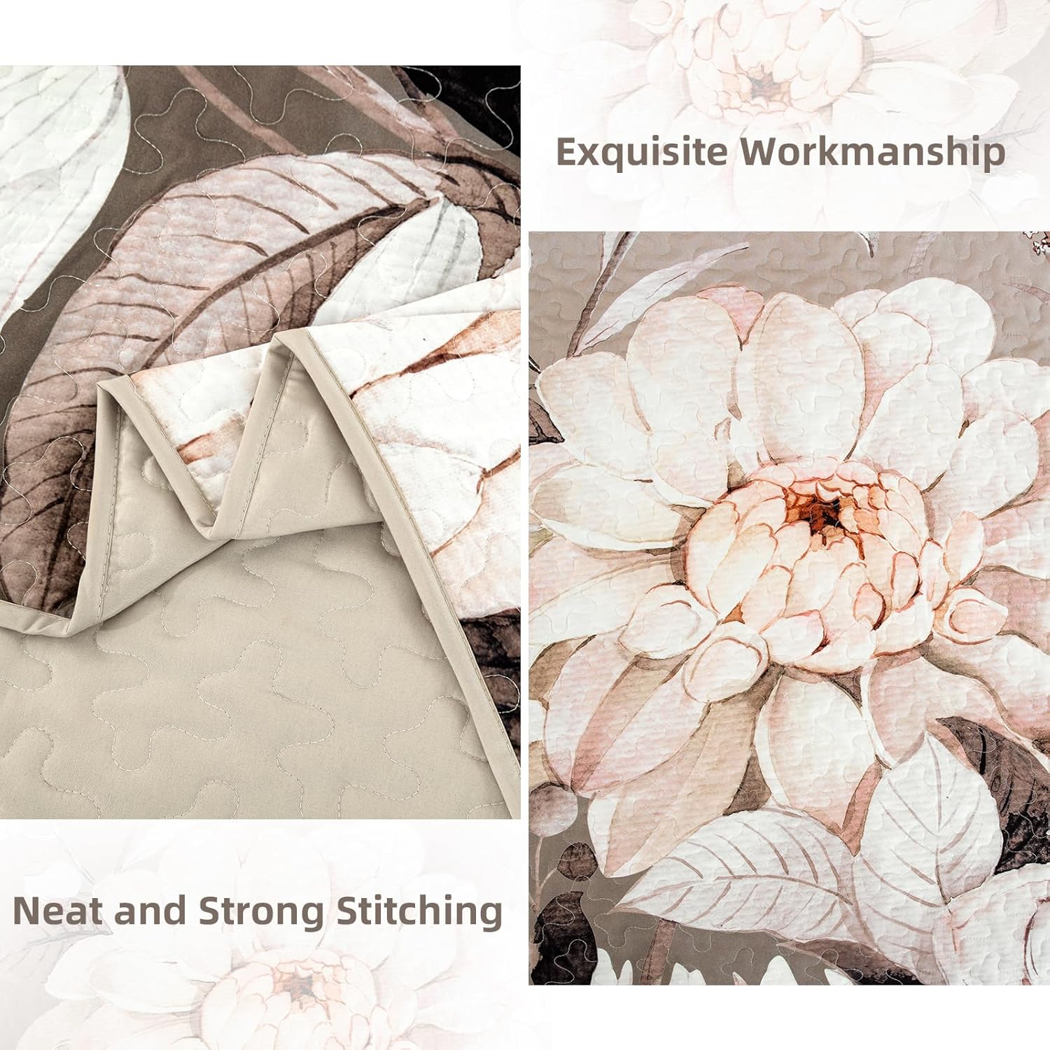 Drucon Floral Quilt Set Queen Size 3 Pieces