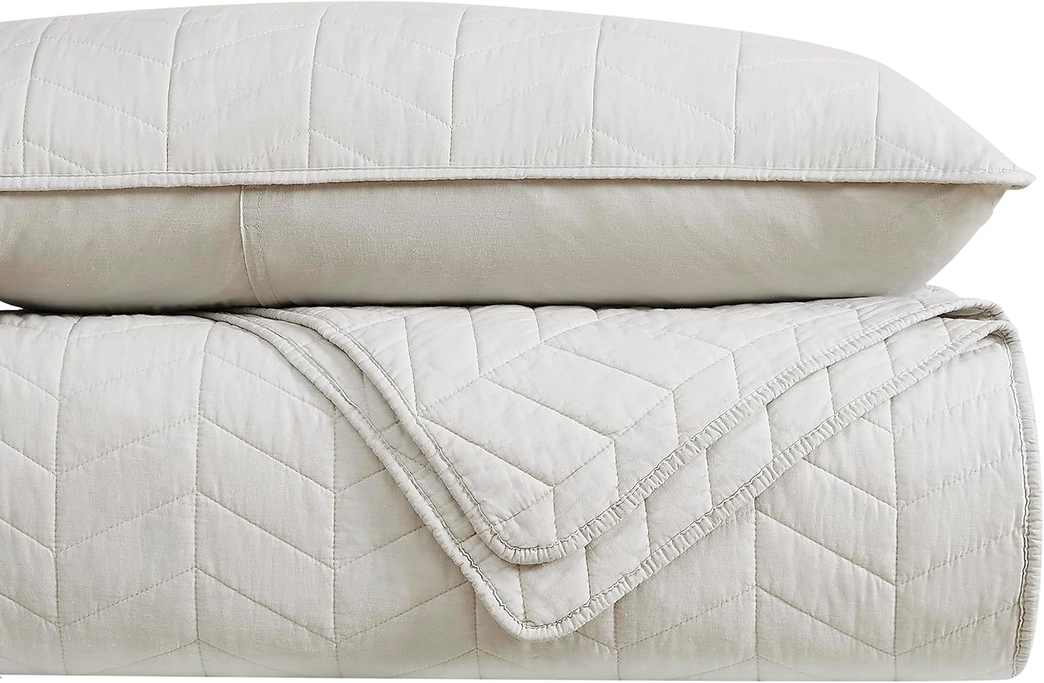 Palassio Beige Quilt Set Cal King Size with Pillow Shams