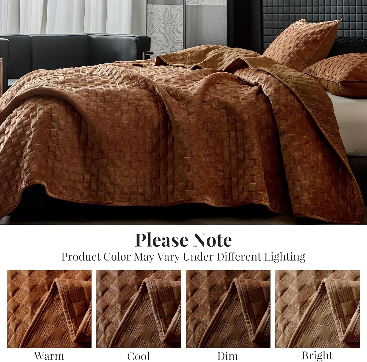 WARMDERN Luxury Velvet Quilt Queen Size Set