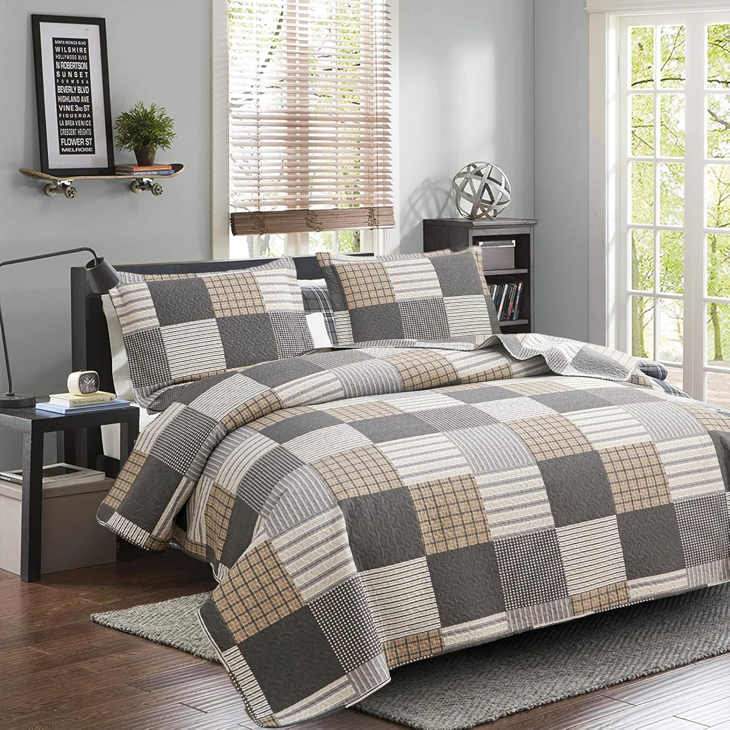 Jessy Home Plaid Quilt Set Queen Size