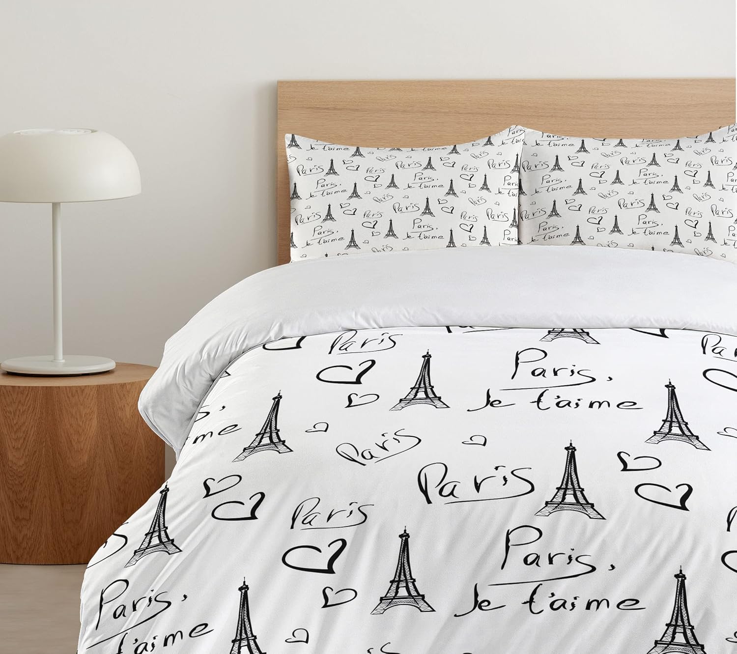 Ambesonne Paris Duvet Cover Set Twin Size Black White