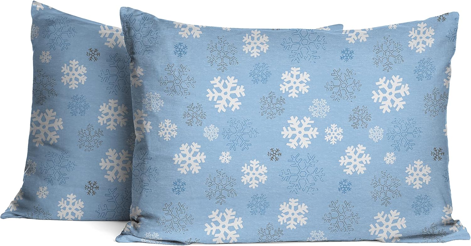 Pointehaven Heavy Weight Flannel Sheet Set Twin XL Snow Flakes Cozy