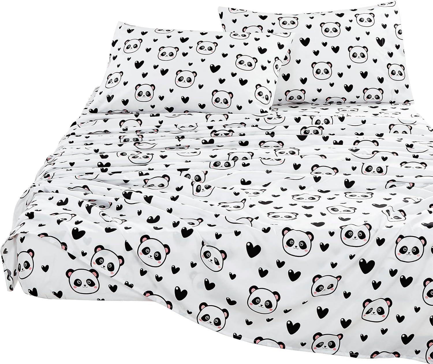 Chezmoi Collection 4-Piece Panda Love Sheet Set - Queen Size