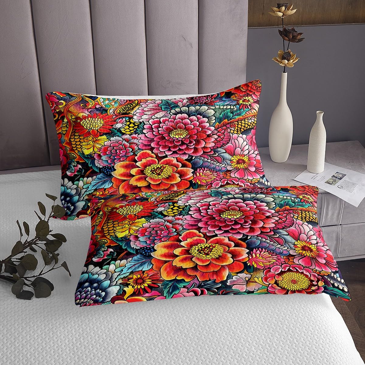 Erosebridal Boho Floral Quilted Bedspread Set