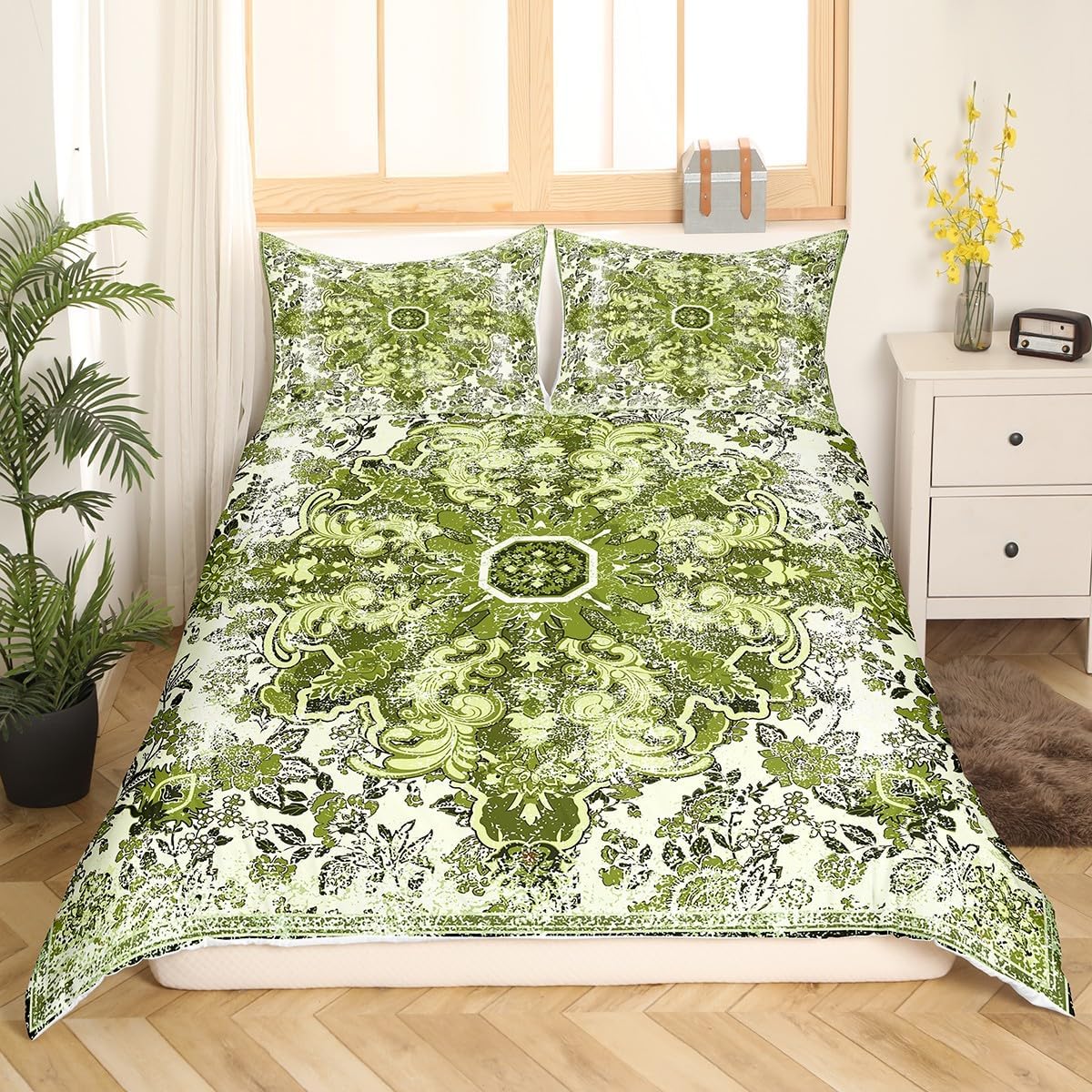Erosebridal Queen Size Floral Duvet Cover Set