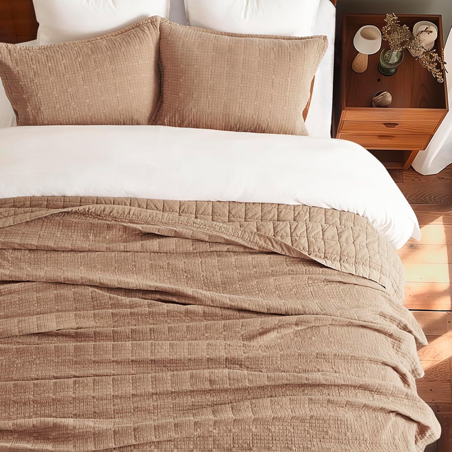Evergracehome Stonewashed Cotton Quilt Set Full Queen