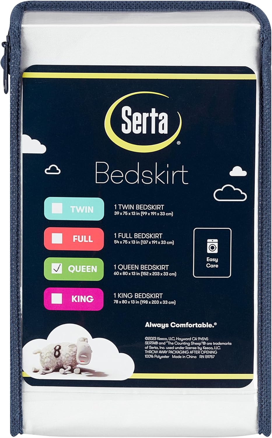 Serta Modern Solid Bed Skirt with 13 Inch Drop White