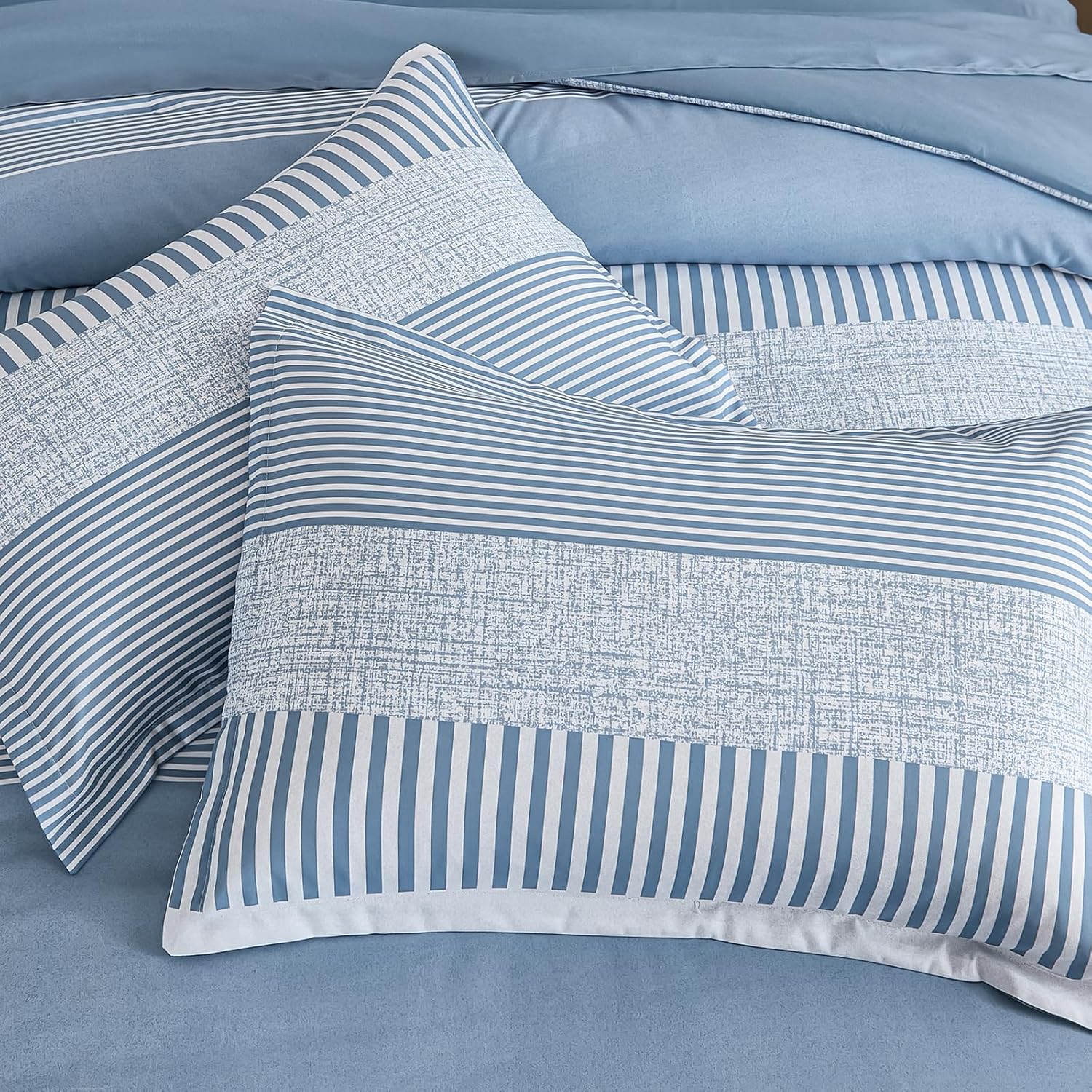 Blue Comforter Set Queen Size Boho Striped Kids Bedding