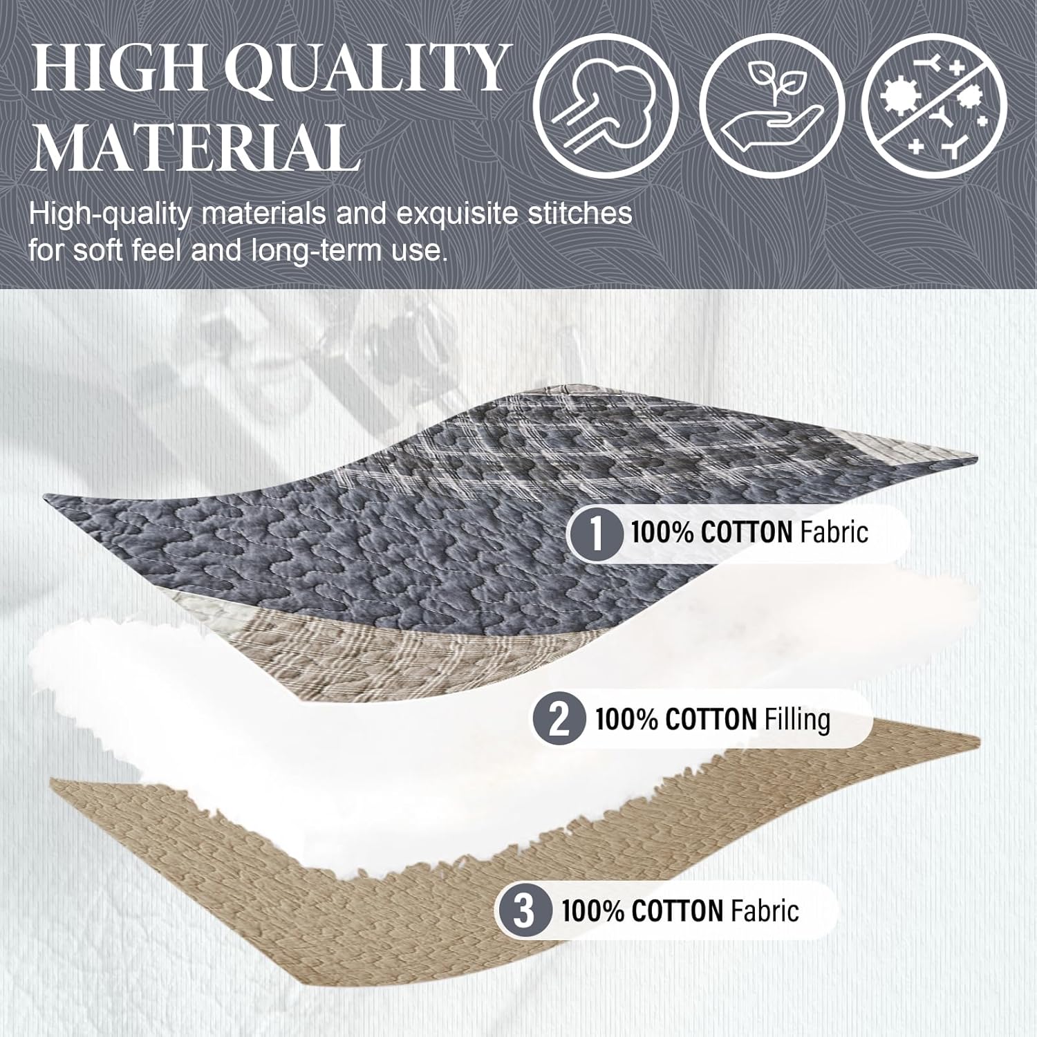 SahSahCasa 128x120 Plaid Cal King Bedspread Set