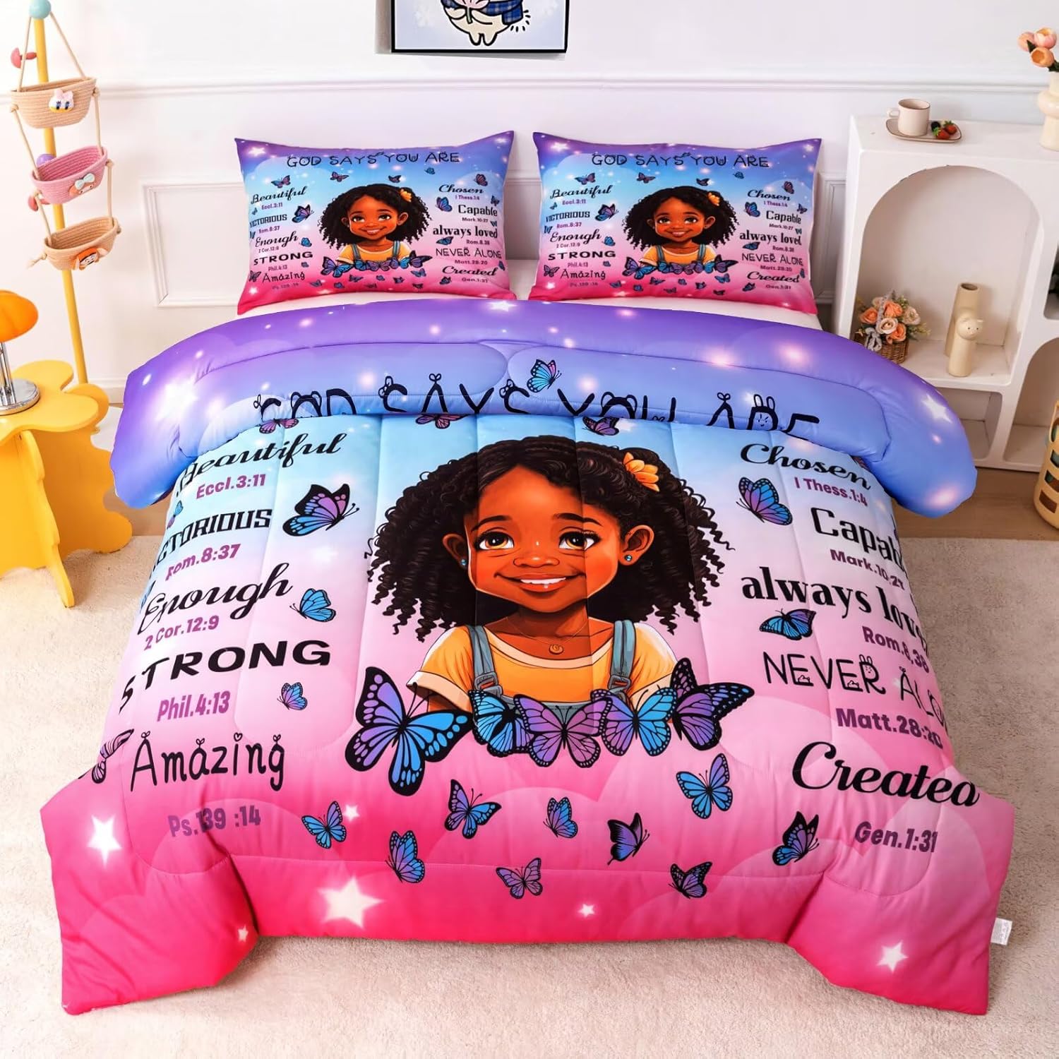 Black Girl Comforter Set Queen Size for Kids