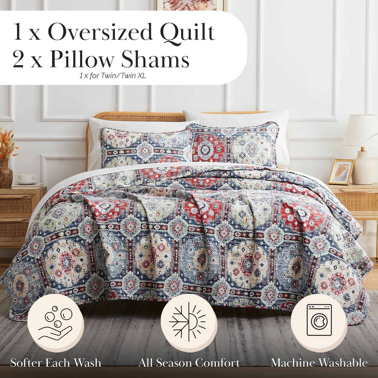 Southshore Fine Living Kilim Collection Oversized Queen Quilt Set
