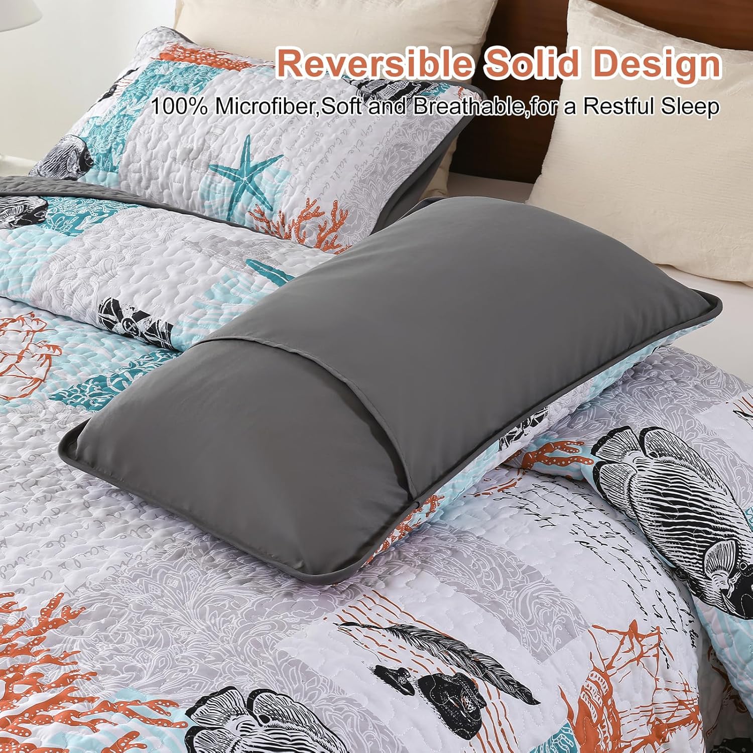 Djoymock Coastal King Quilt Set 3 Piece