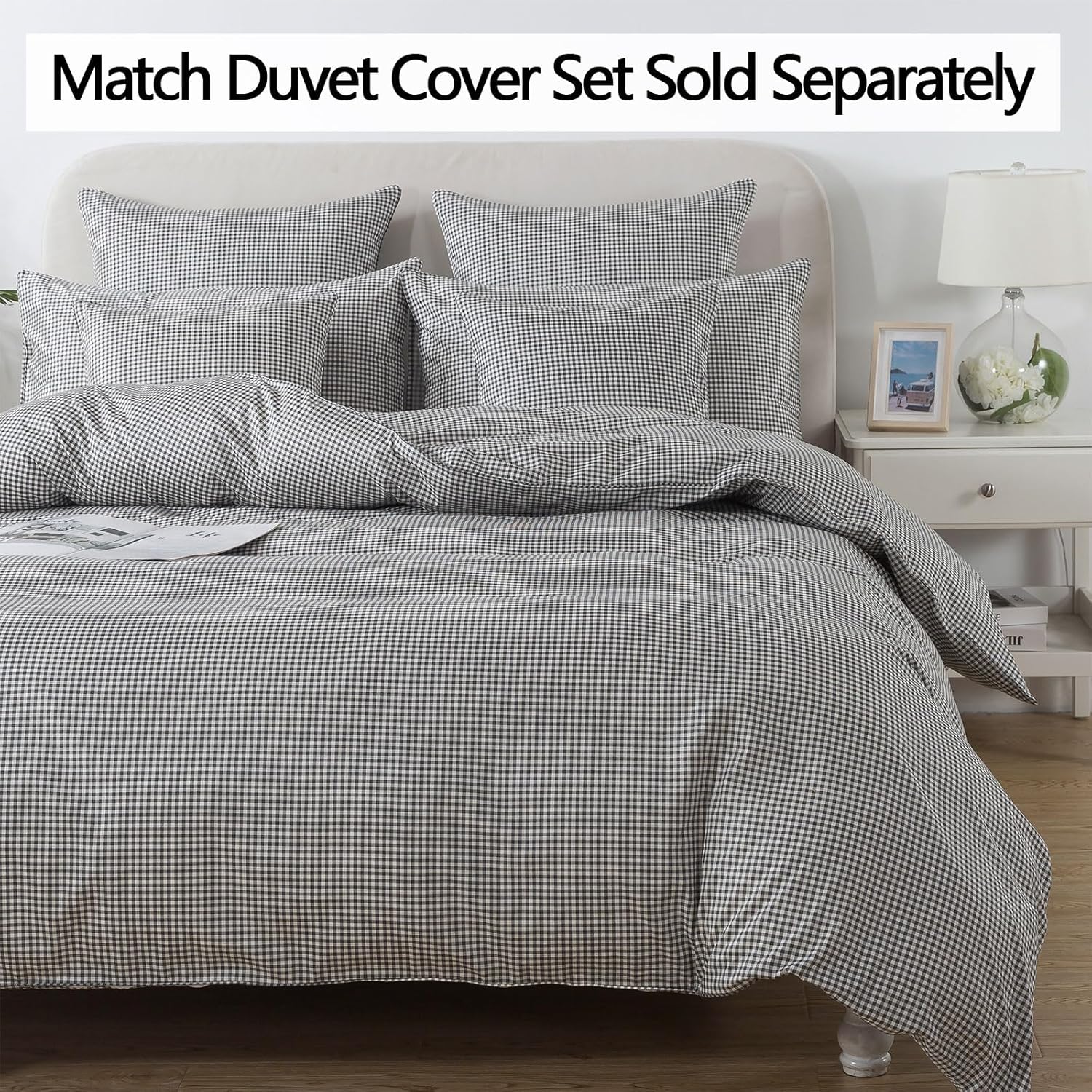 FADFAY Black Plaid Twin XL Deep Pocket Sheet Set with 2 Pillowcases
