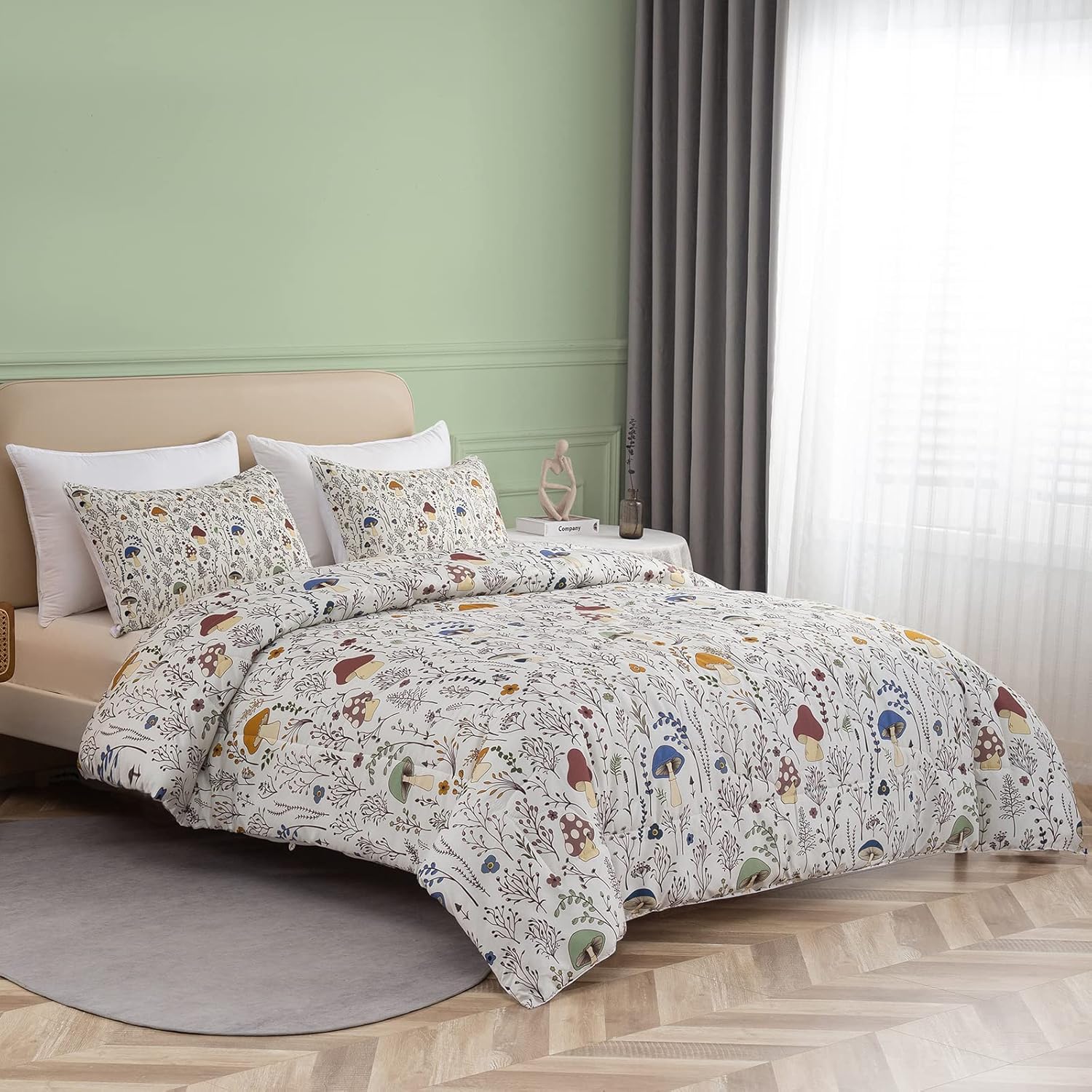SOULZZZ Mushroom Comforter Set 3 Piece Cream 1