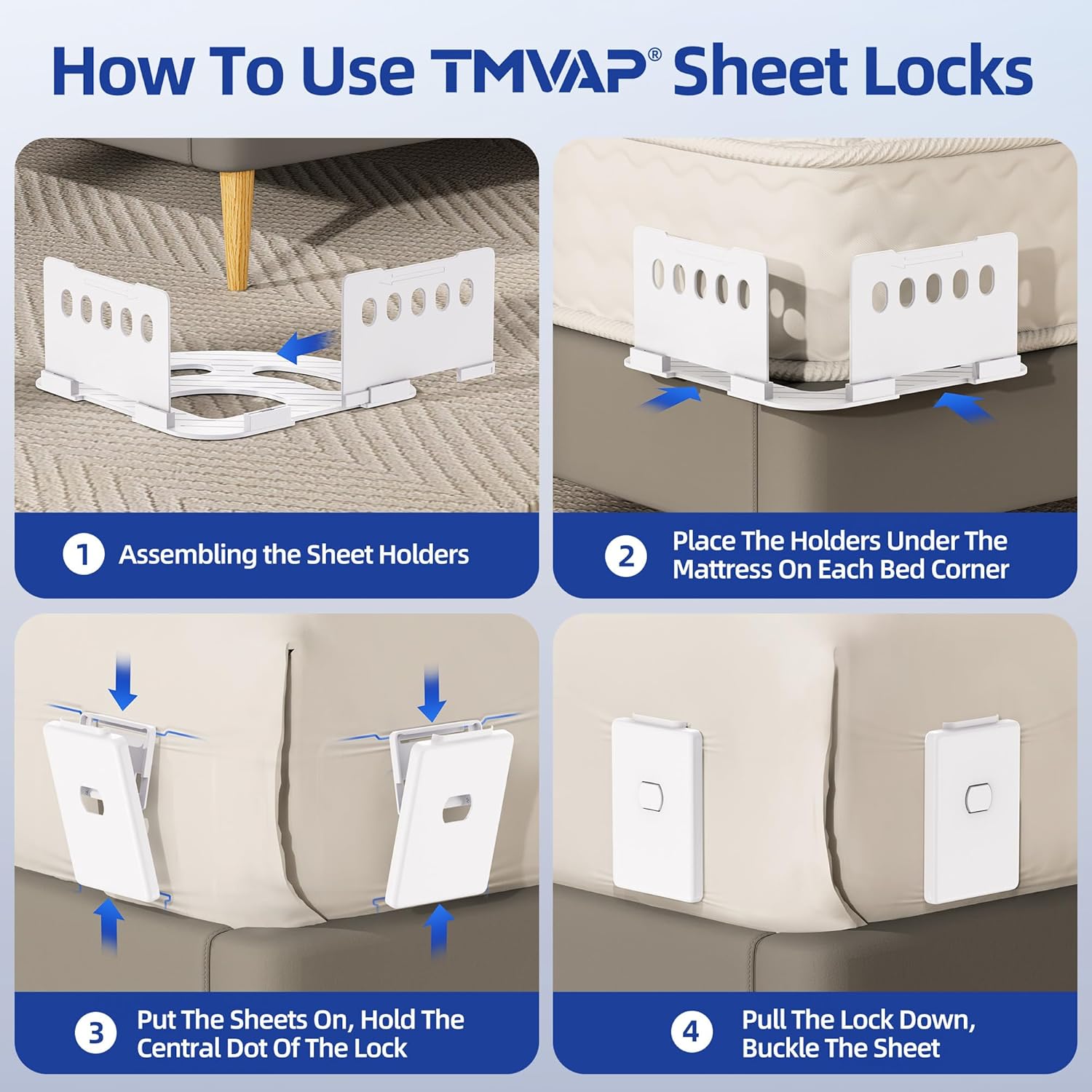 TMVAP Heavy Duty Sheet Locks for All Mattress Sizes