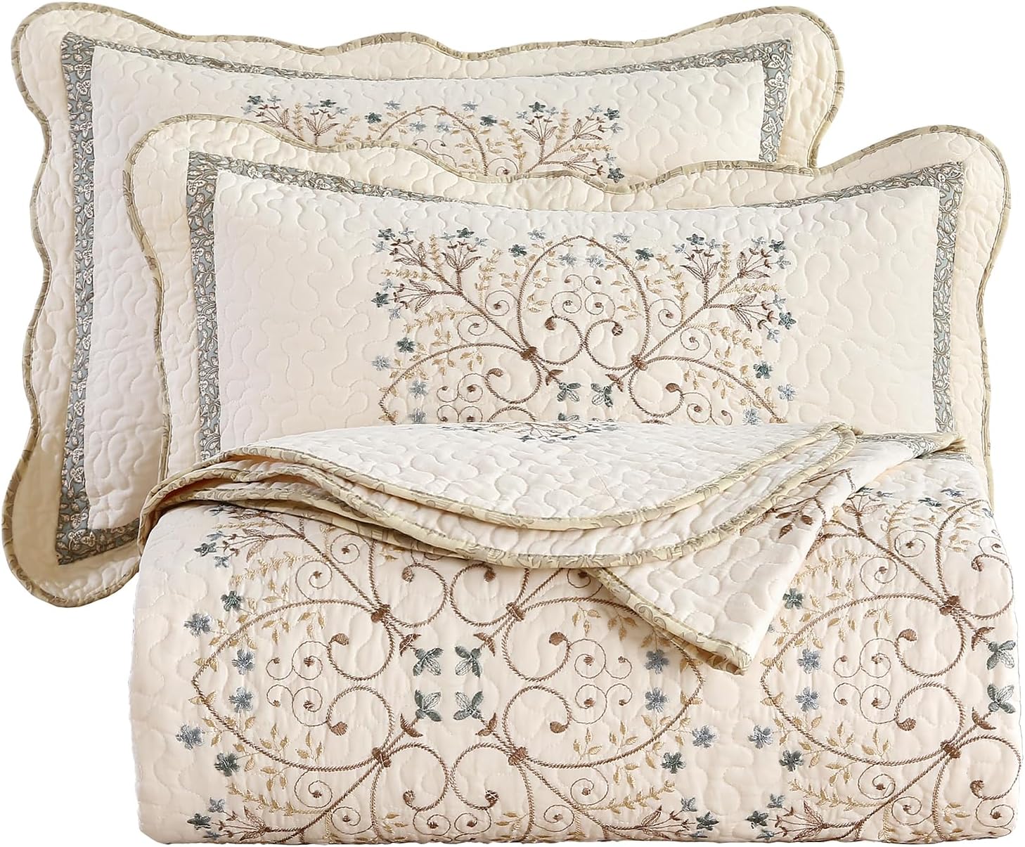 Vctops Farmhouse Patchwork Reversible Quilt Set 3 Piece