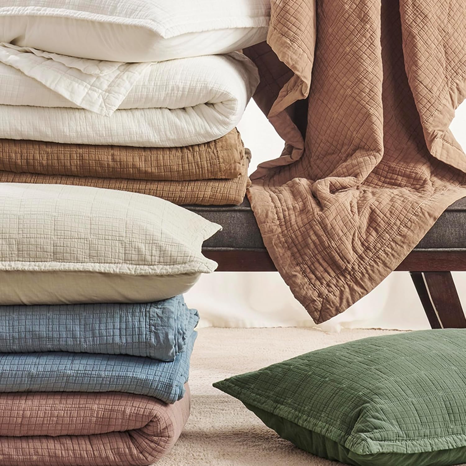 Evergracehome Stonewashed Cotton Quilt Set Full Queen