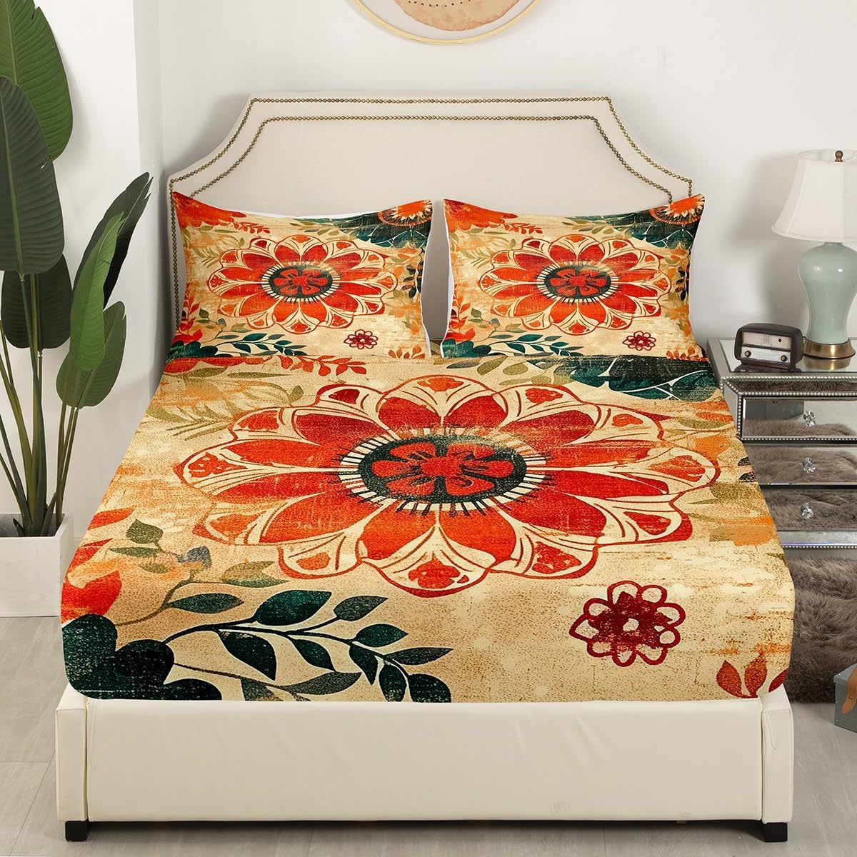Erosebridal Bohemian Groovy King Size Sheet Set