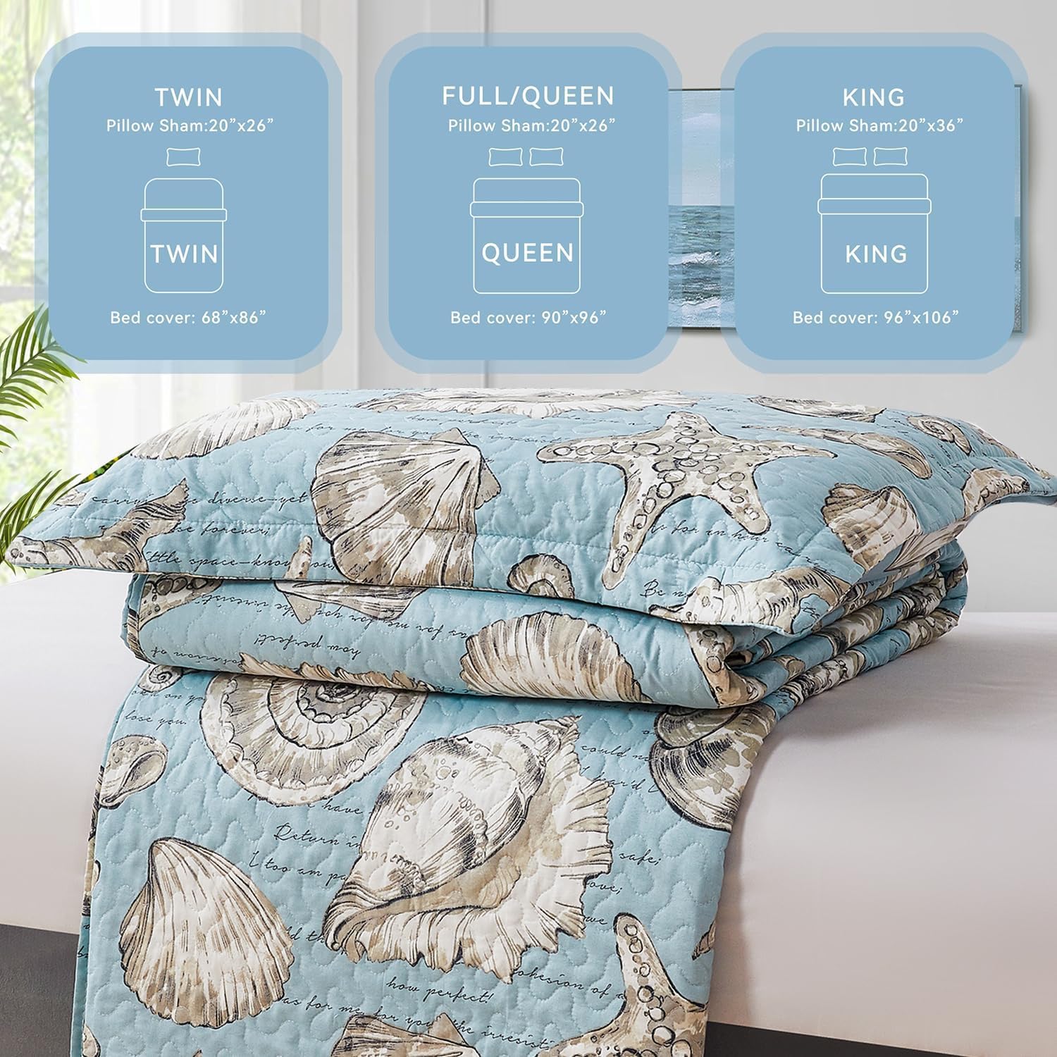 Ycosy Ocean Themed Quilt Set King Size