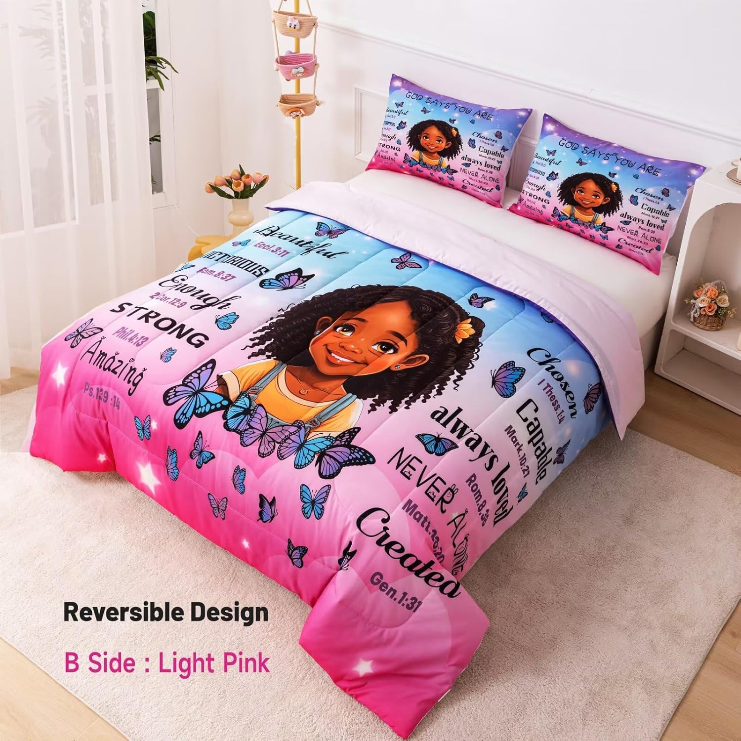 Black Girl Comforter Set Queen Size for Kids