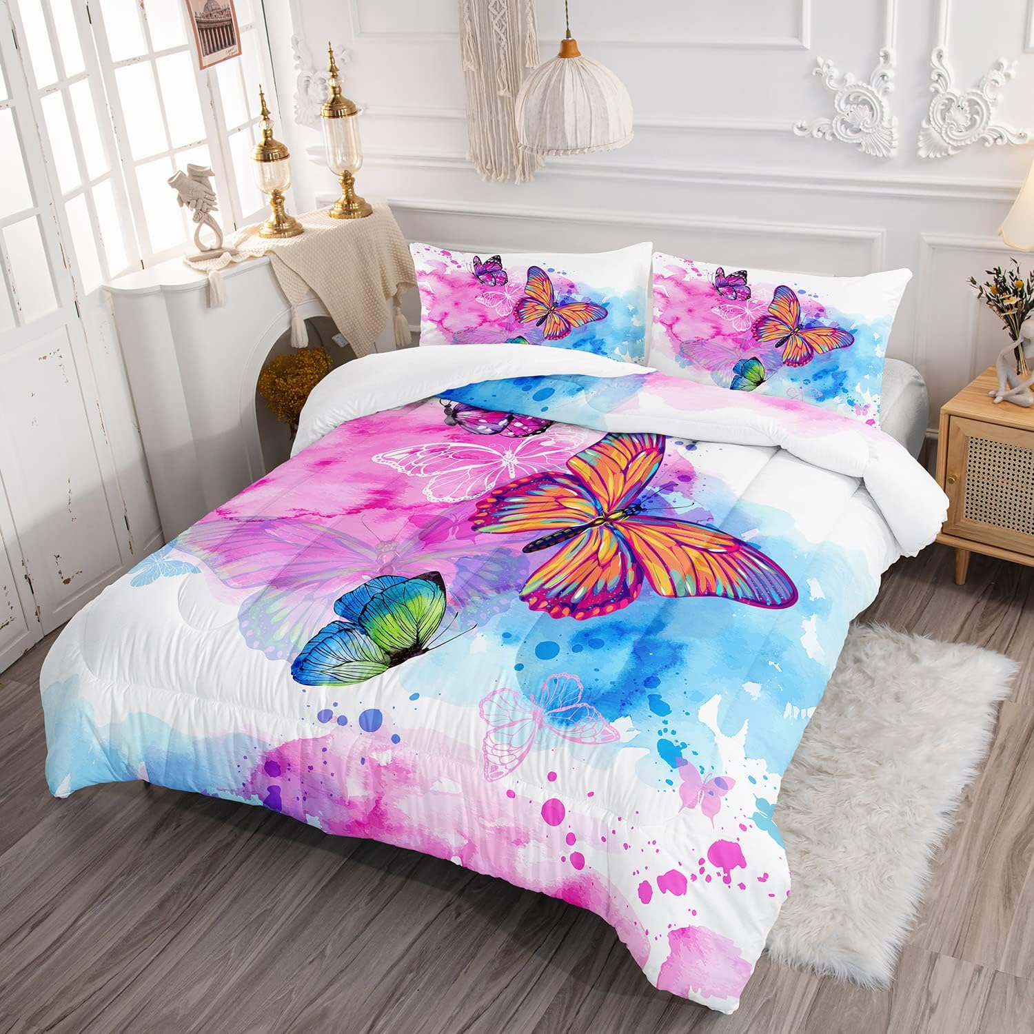 HOSIMA Butterfly Comforter Set Queen Size